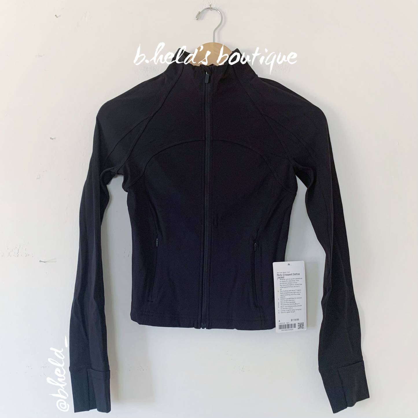 lululemon Nulu Cropped Define Jacket in Black, Size 4