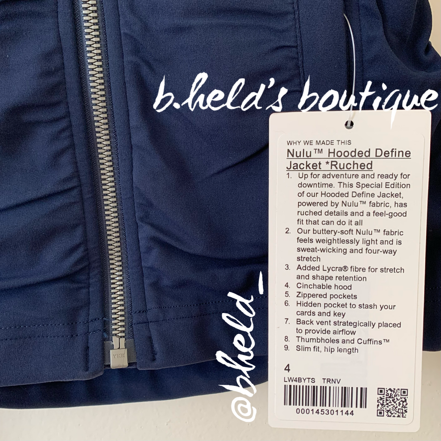 lululemon Nulu Hooded Define Jacket *Ruched in True Navy, Size 4