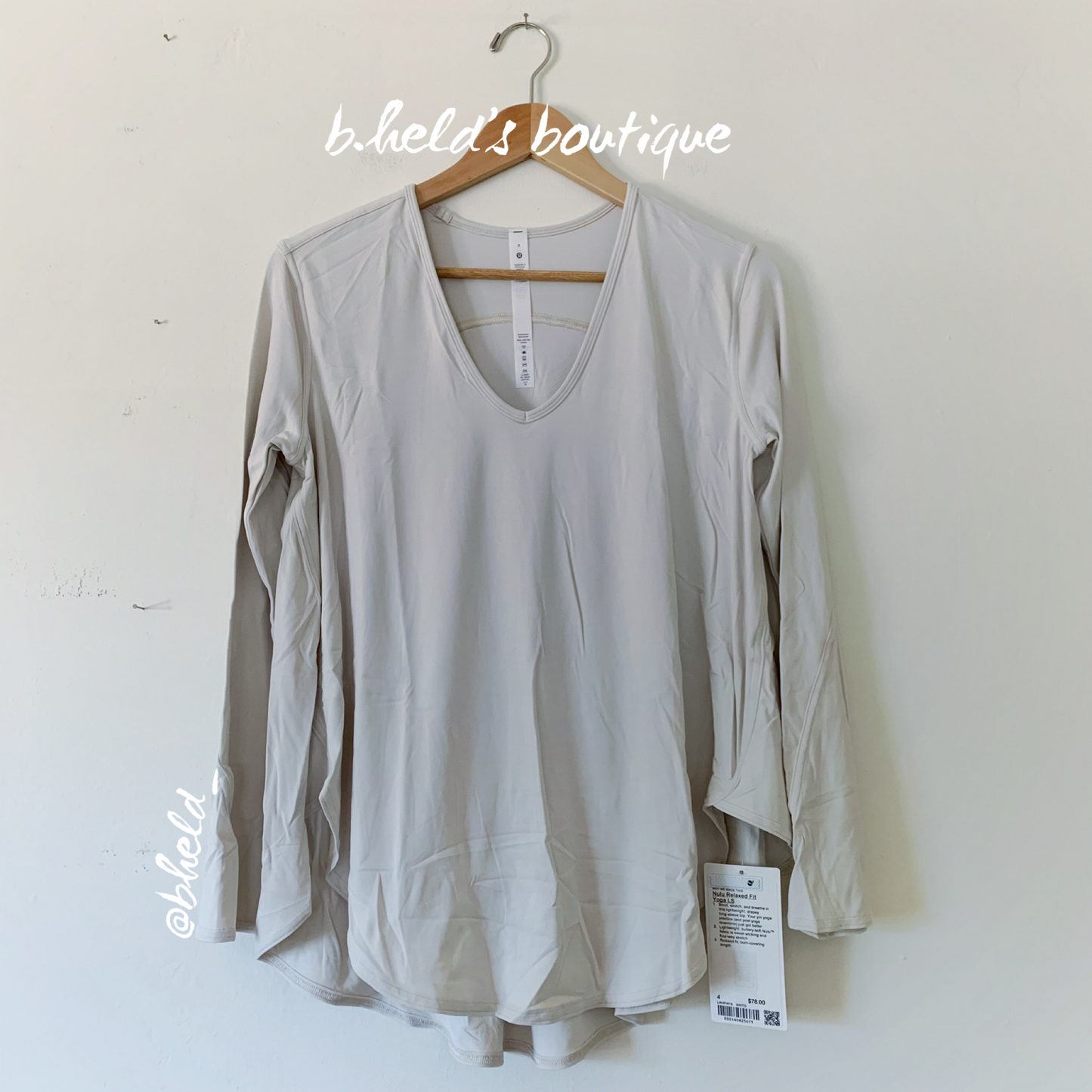 lululemon Nulu Relaxed Fit Yoga Long Sleeve Shirt in White Opal, Size 4