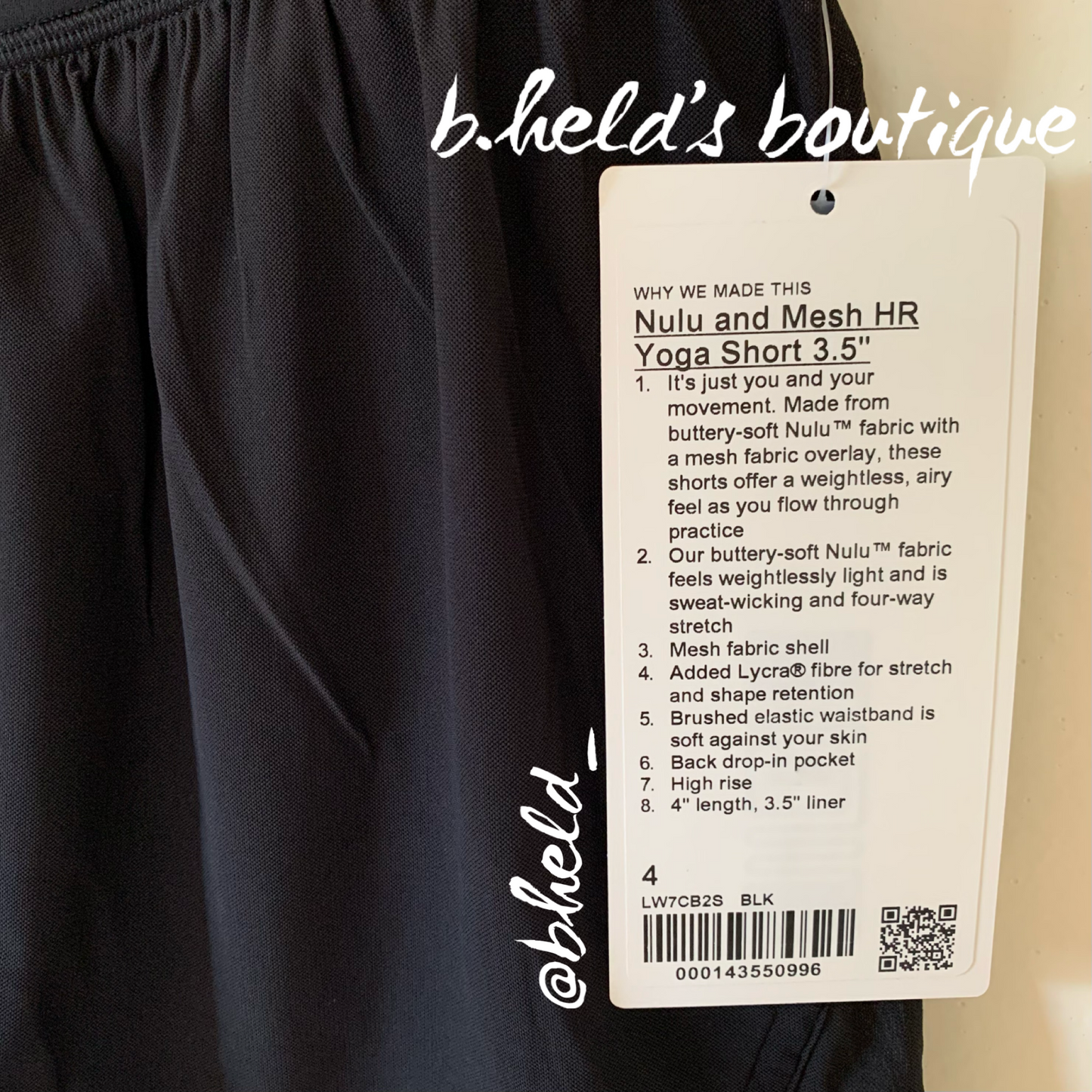 lululemon Nulu and Mesh High-Rise Yoga Short 3.5" in Black, Size 4
