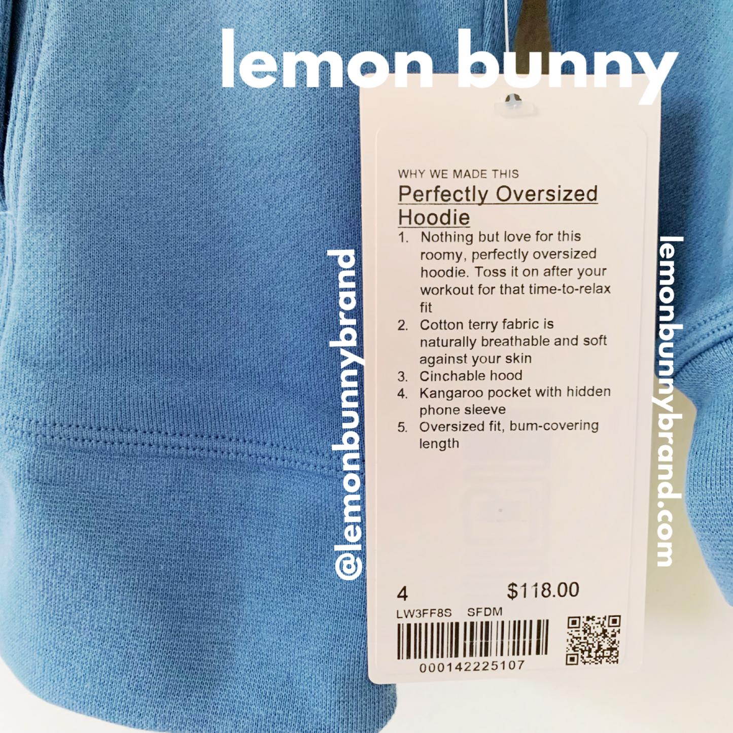 lululemon Perfectly Oversized Hoodie in Soft Denim, Size 4