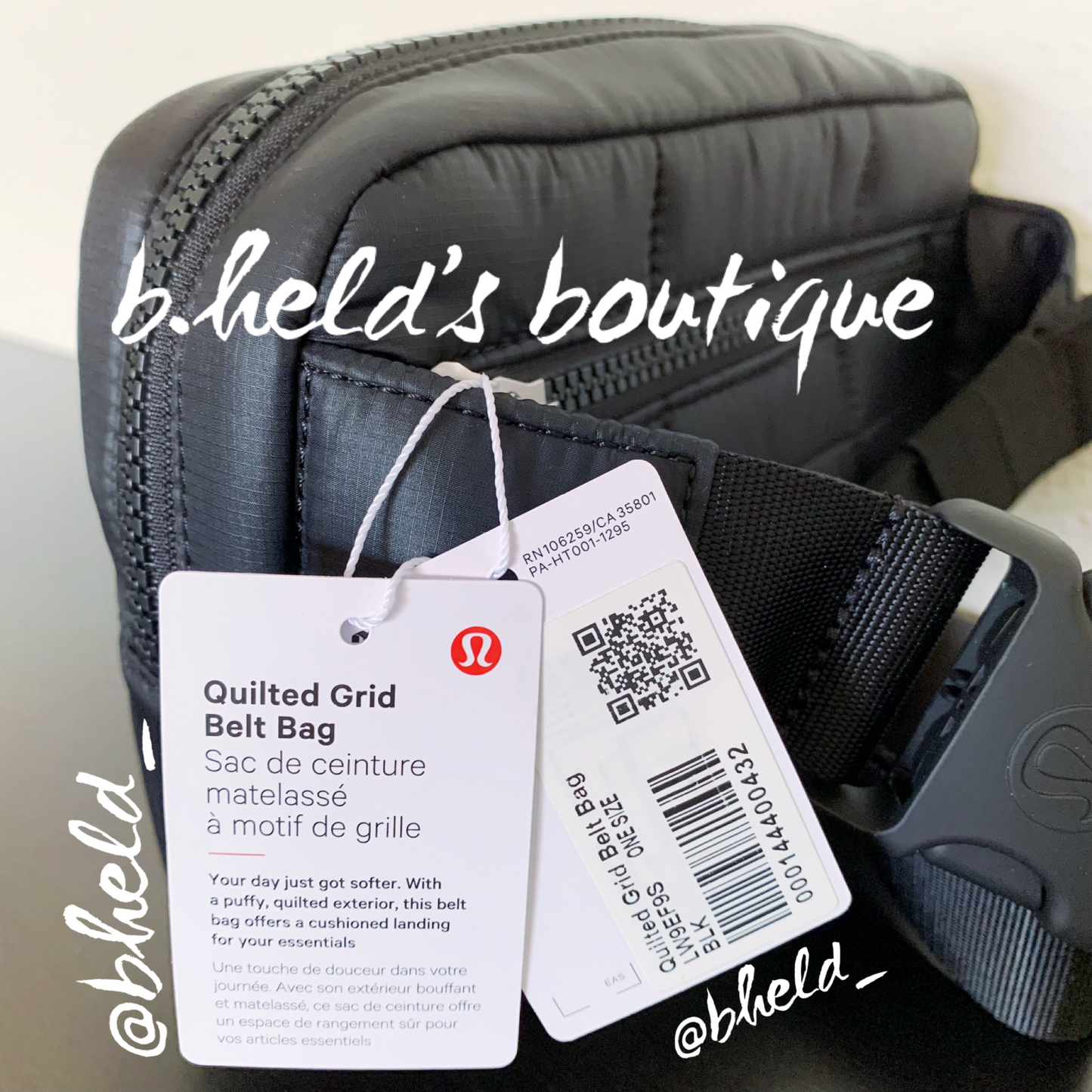 lululemon Quilted Grid Belt Bag in Black, One Size