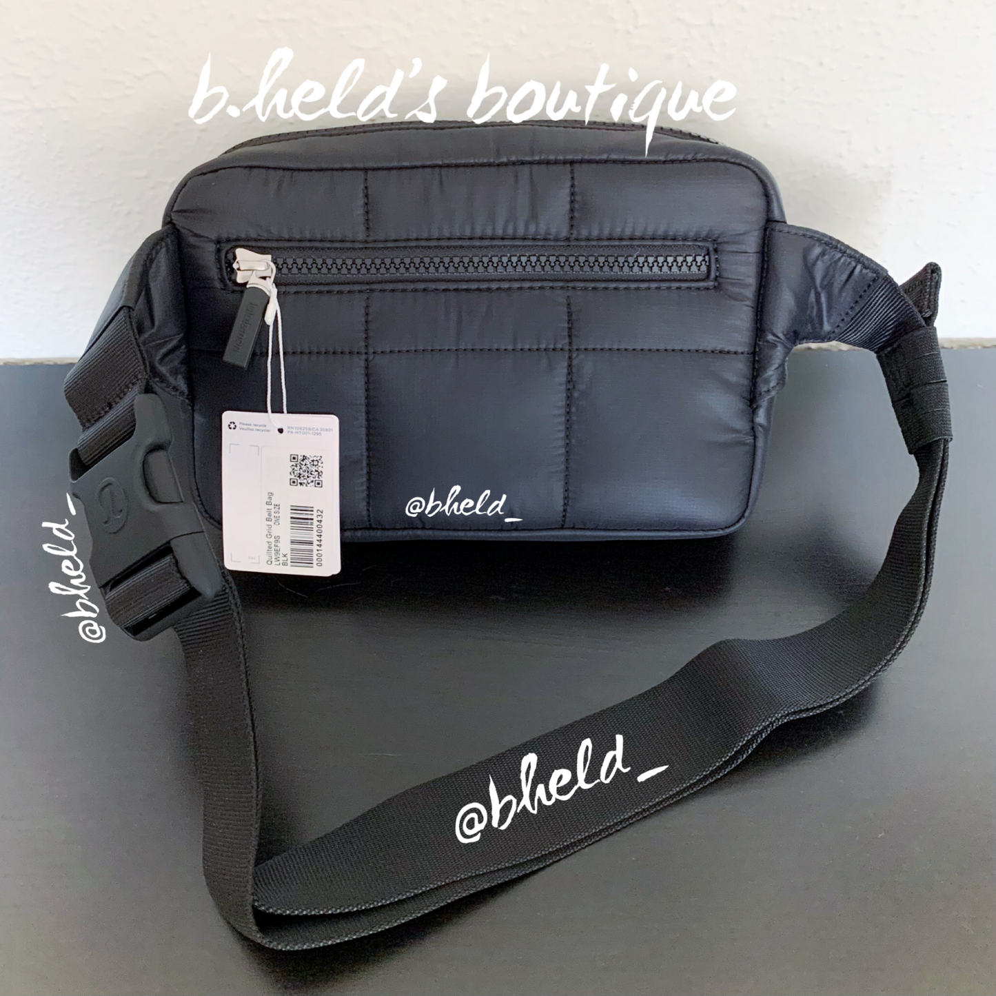lululemon Quilted Grid Belt Bag in Black, One Size