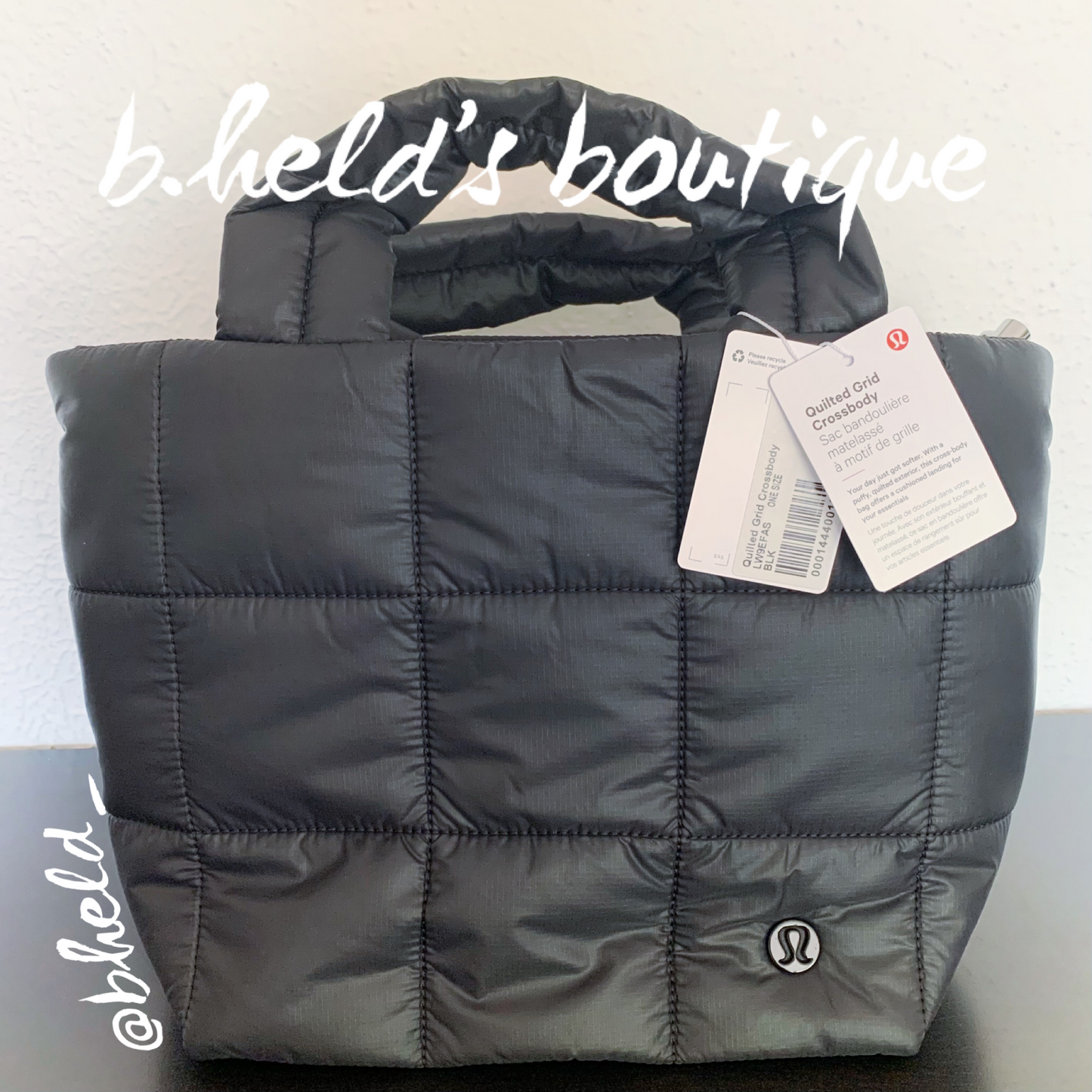 lululemon Quilted Grid Crossbody Bag in Black, One Size