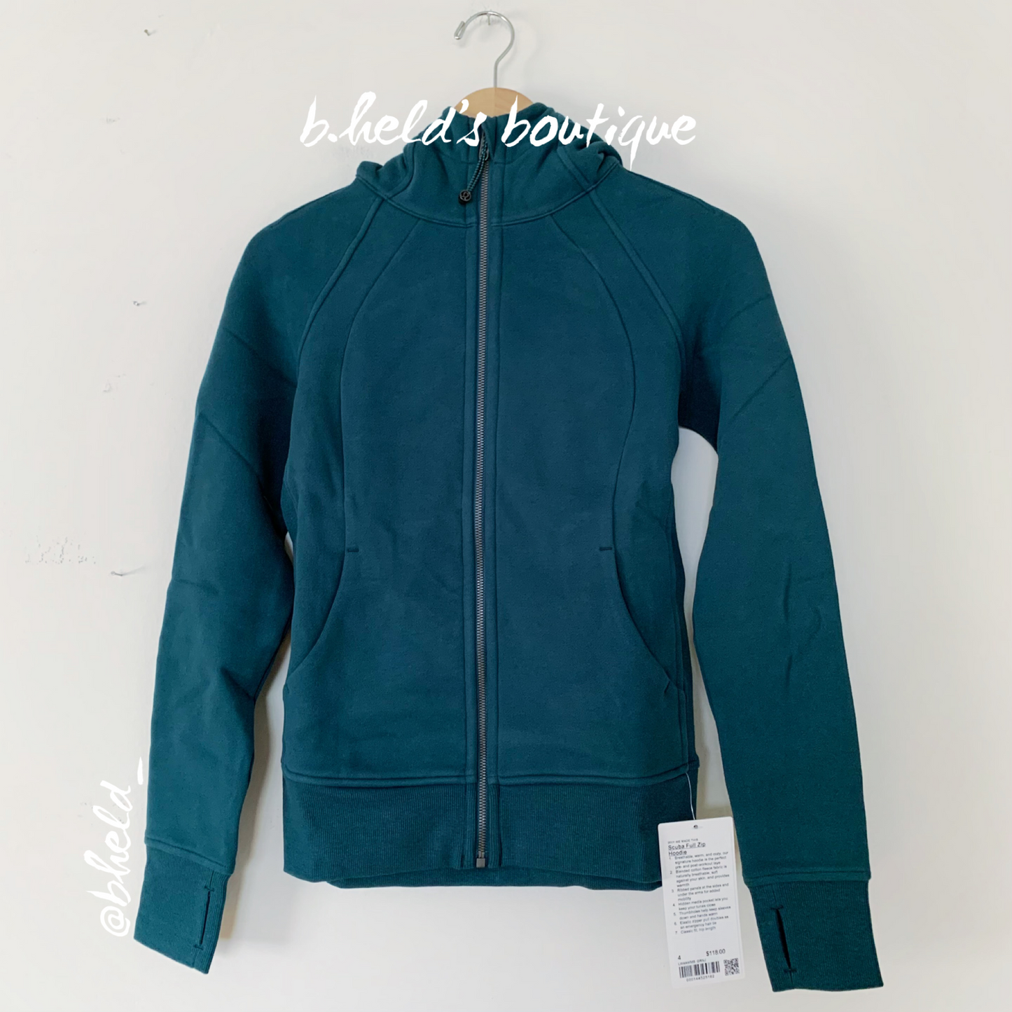 lululemon Scuba Full-Zip Hoodie in Green Jasper, Size 4