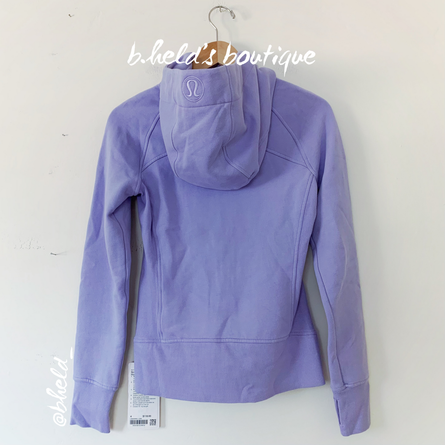 lululemon Scuba Full-Zip Hoodie in Lilac Smoke, Size 4