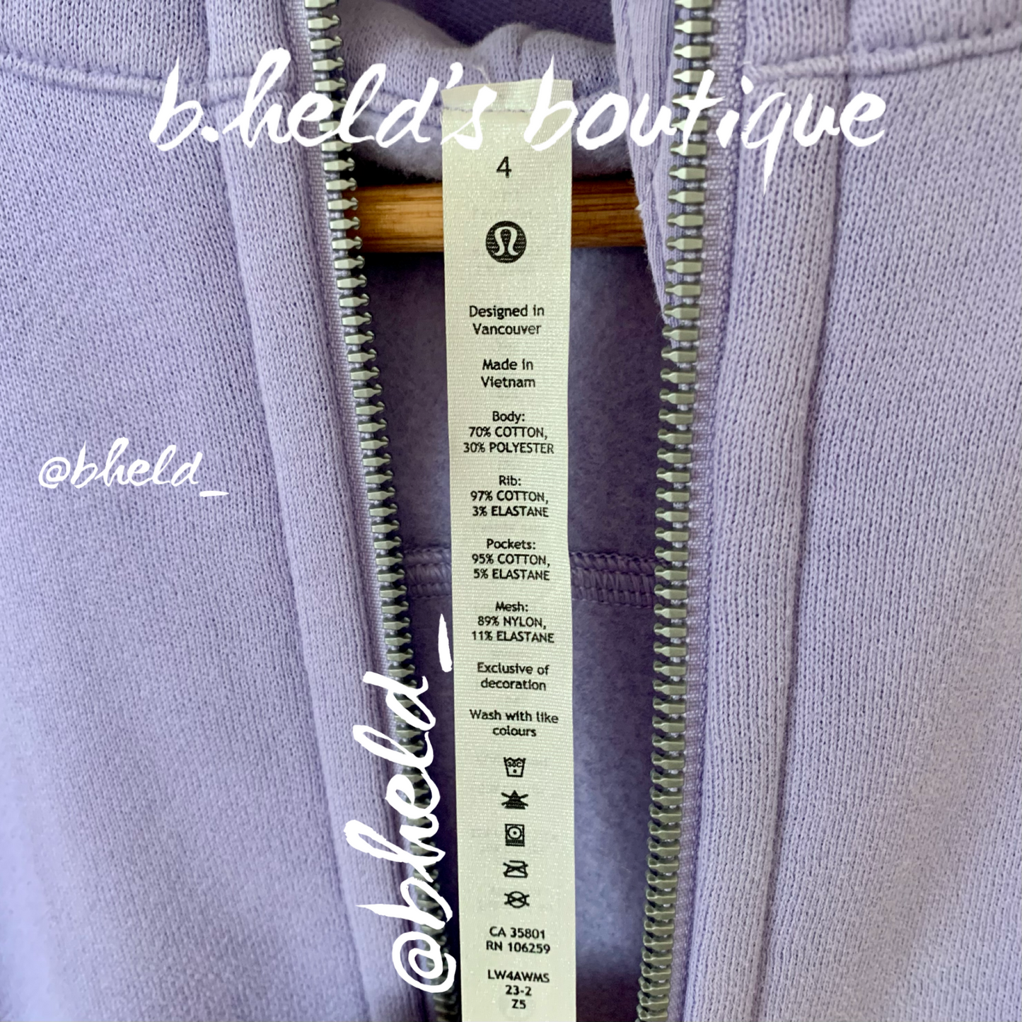lululemon Scuba Full-Zip Hoodie in Lilac Smoke, Size 4