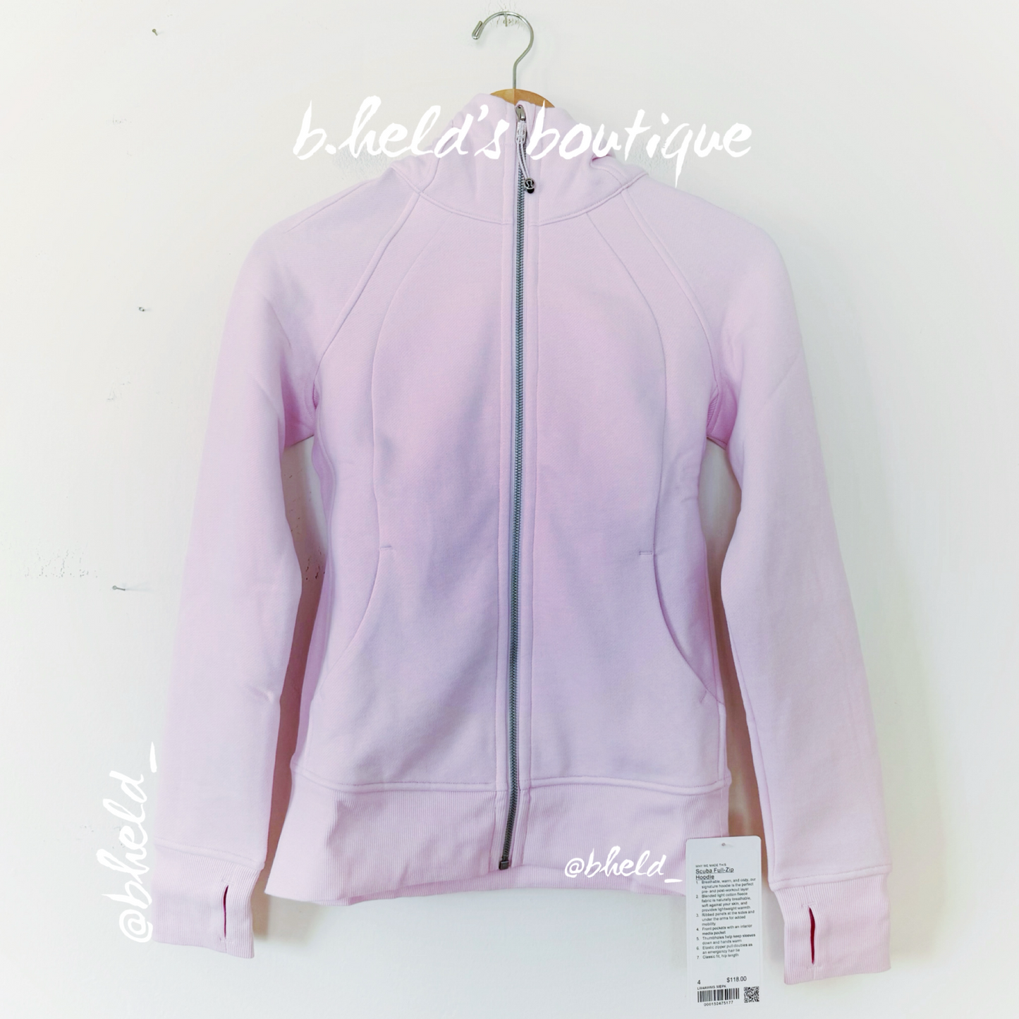 lululemon Scuba Full-Zip Hoodie in Meadowsweet Pink, Size 4