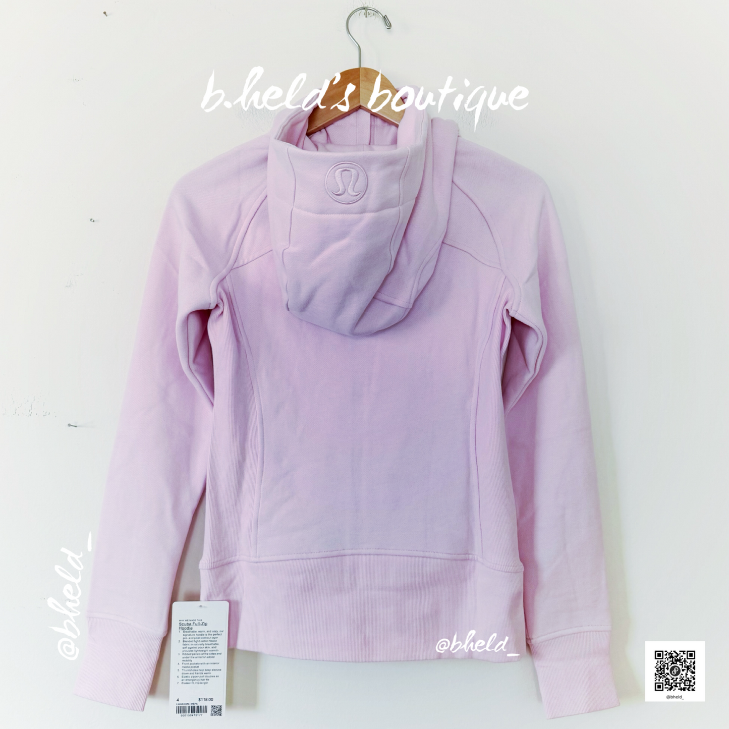lululemon Scuba Full-Zip Hoodie in Meadowsweet Pink, Size 4