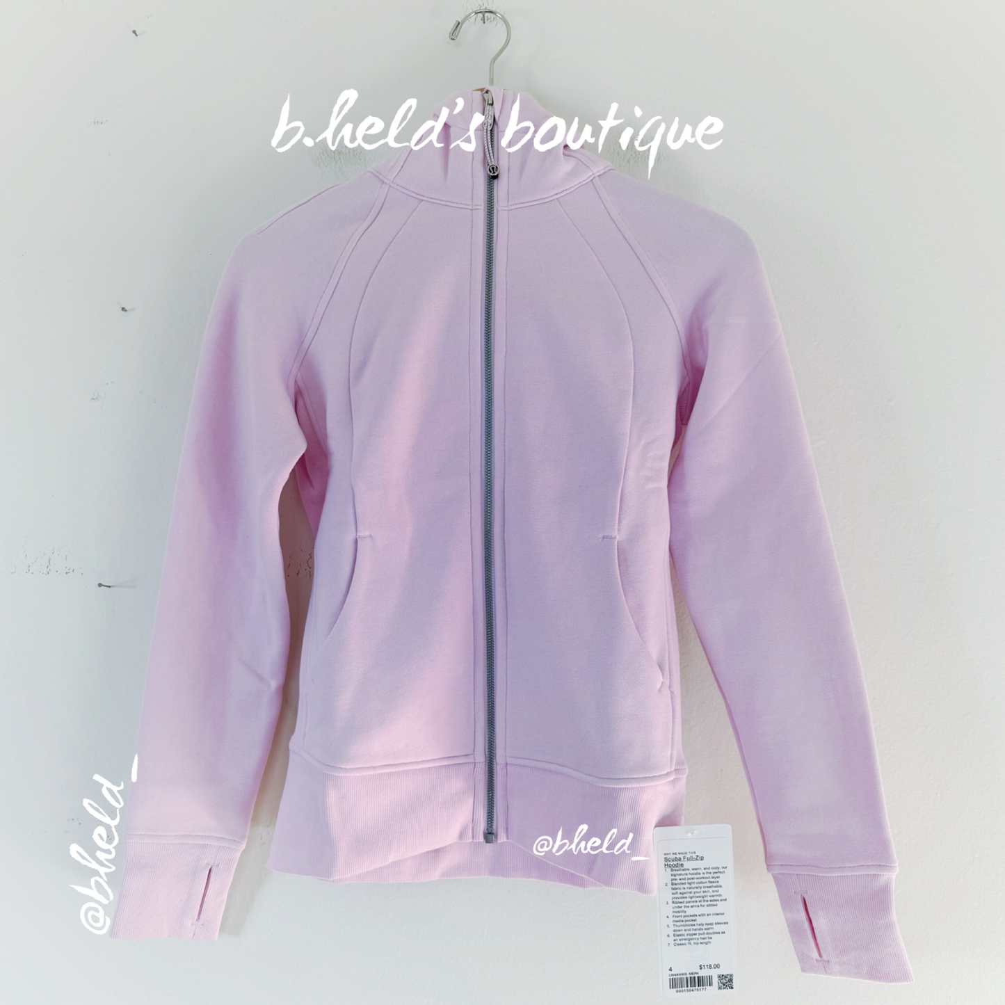 lululemon Scuba Full-Zip Hoodie in Meadowsweet Pink, Size 4