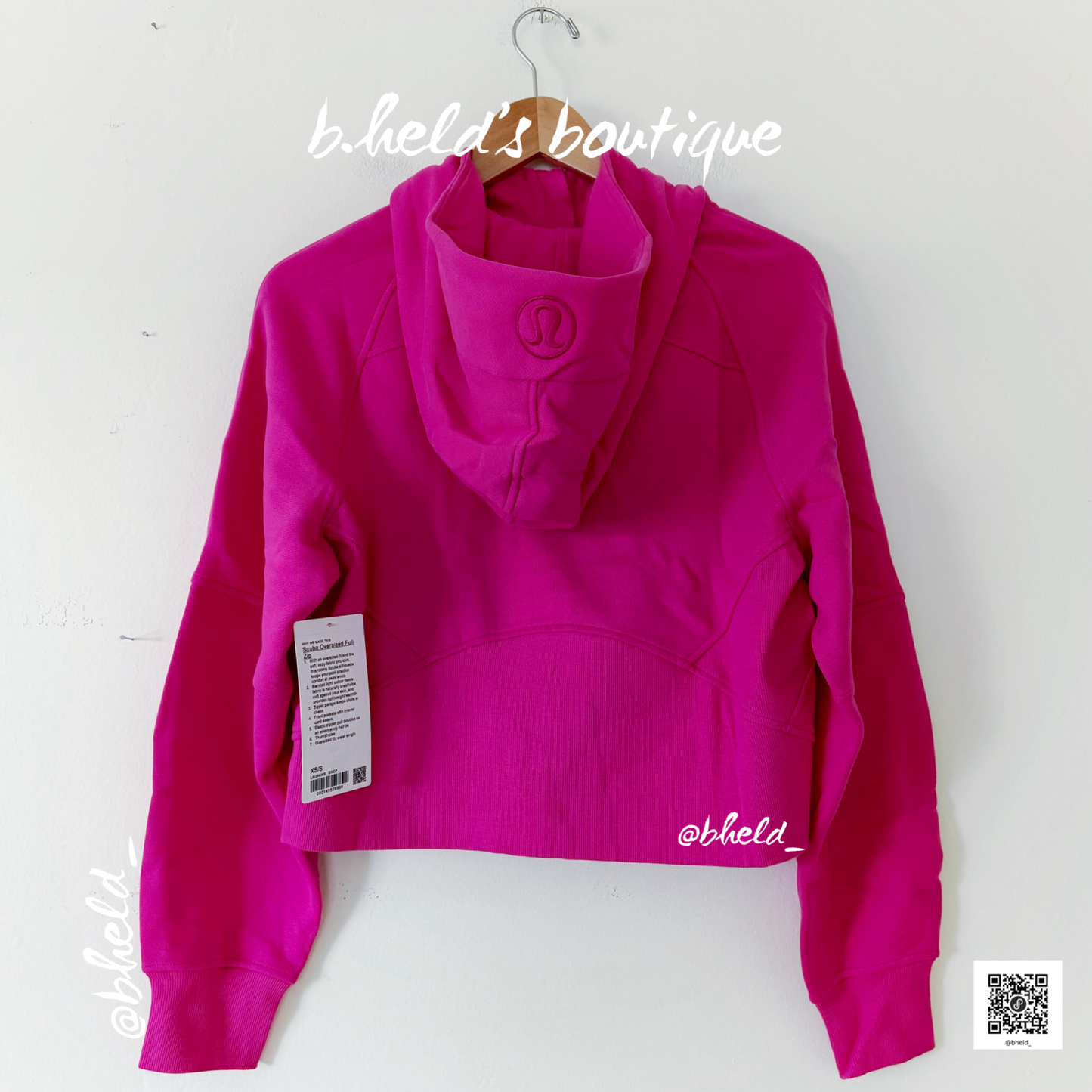 lululemon Scuba Oversized Full-Zip Hoodie *Gold Zip in Sonic Pink, Size XS/S