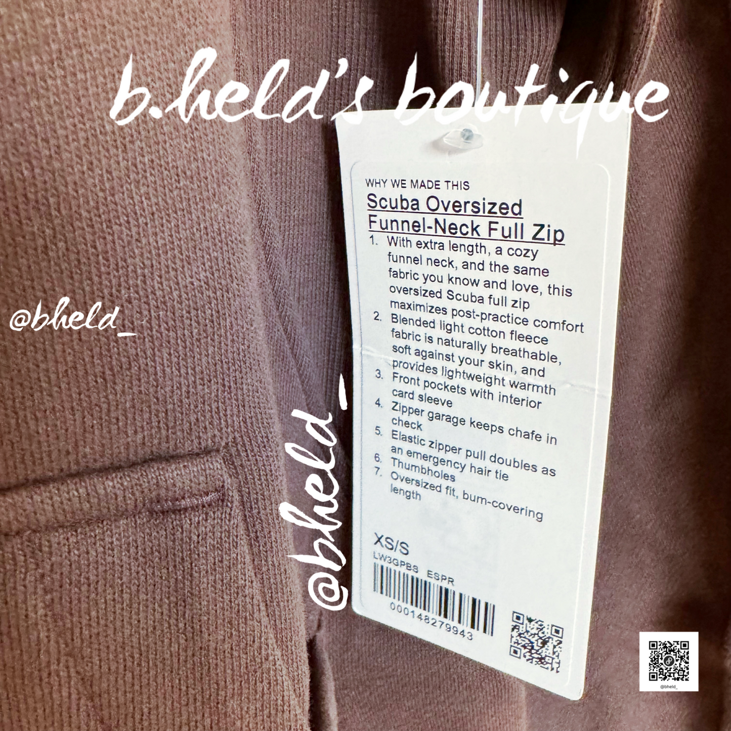 lululemon Scuba Oversized Funnel Neck Full-Zip *Long in Espresso, Size XS/S