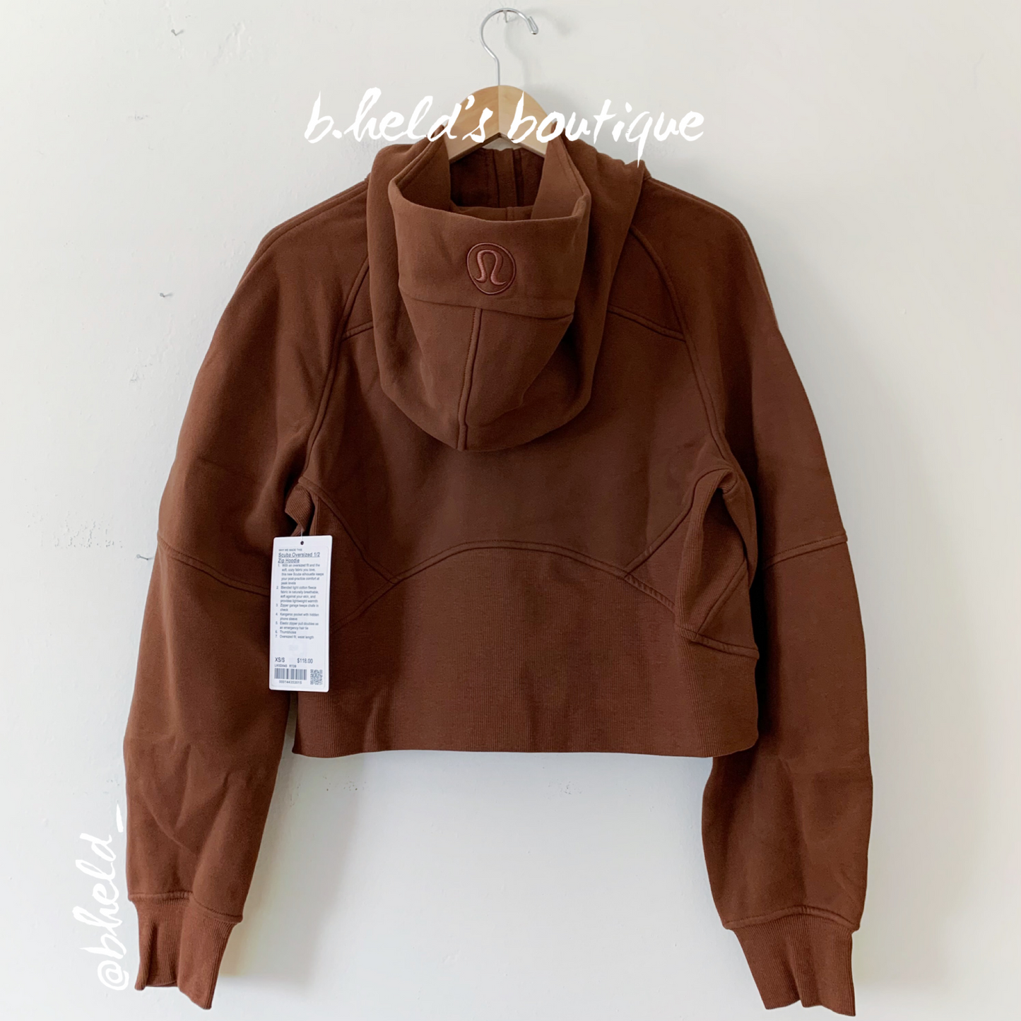 lululemon Scuba Oversized Half-Zip Hoodie in Roasted Brown, Size XS/S