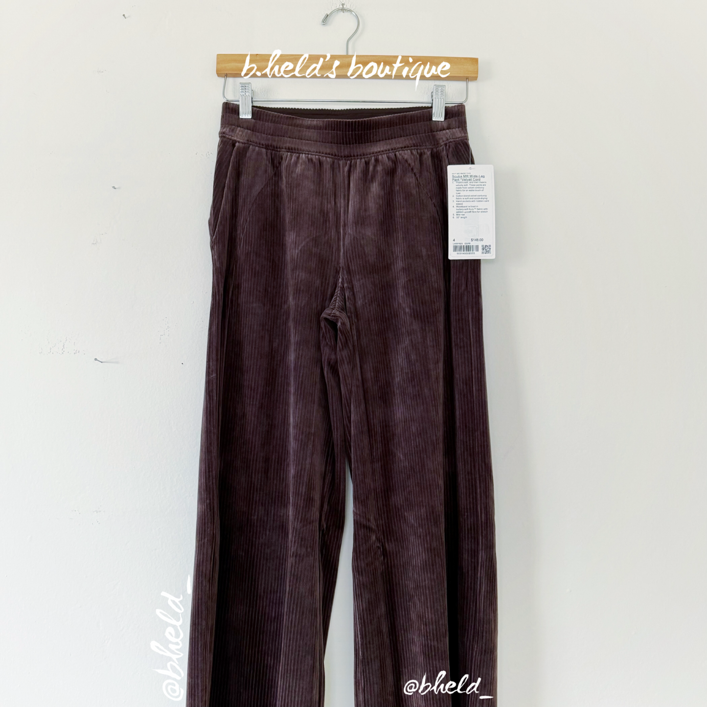 lululemon Scuba Mid-Rise Wide-Leg Pant *Velvet Cord in Espresso, Size 4