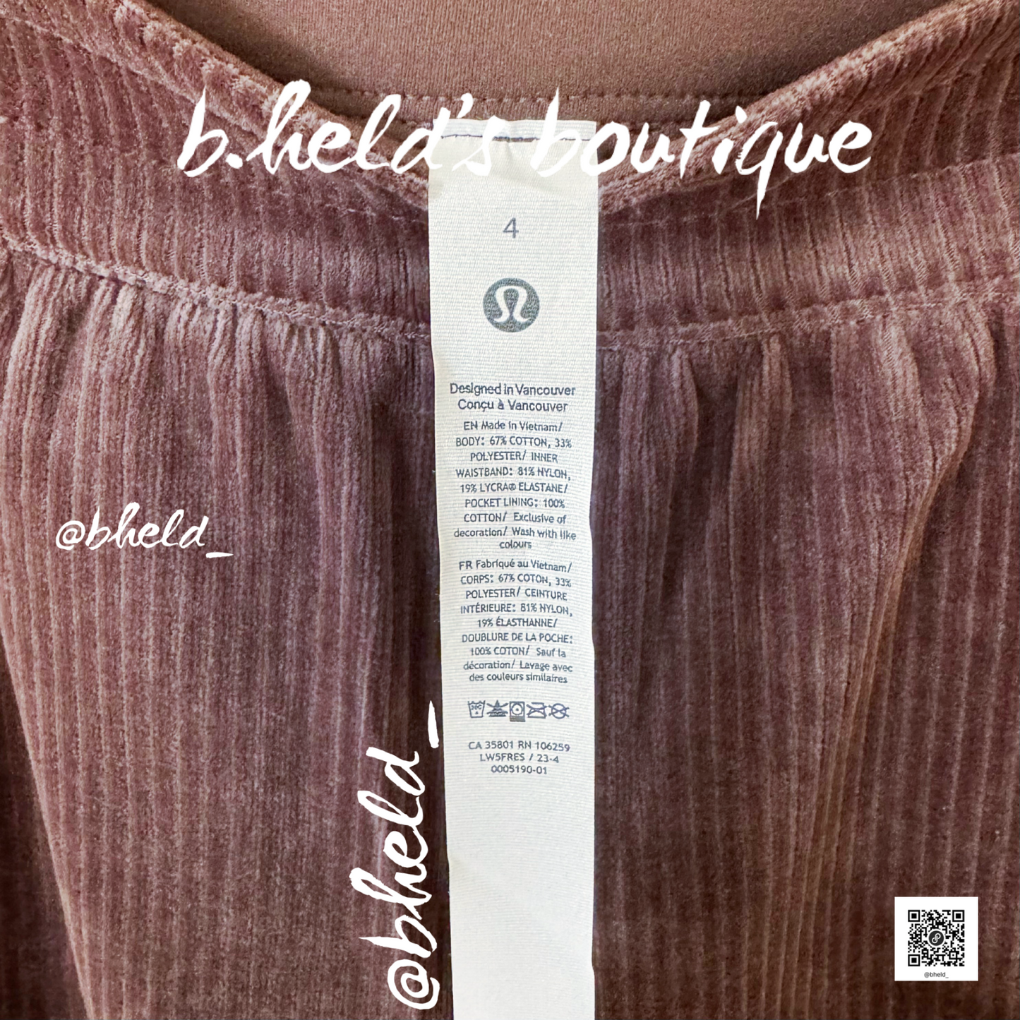 lululemon Scuba Mid-Rise Wide-Leg Pant *Velvet Cord in Espresso, Size 4