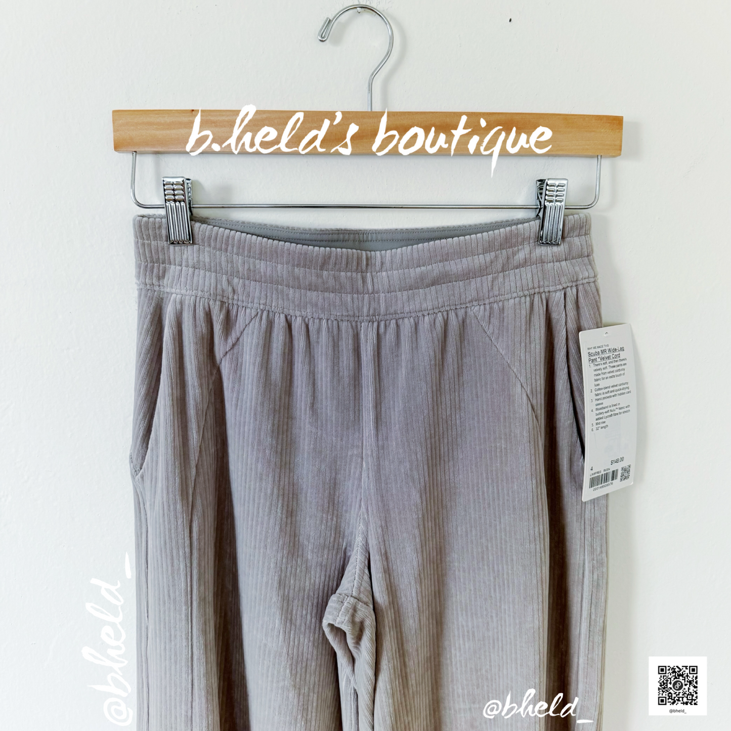 lululemon Scuba Mid-Rise Wide-Leg Pant *Velvet Cord in Riverstone, Size 4