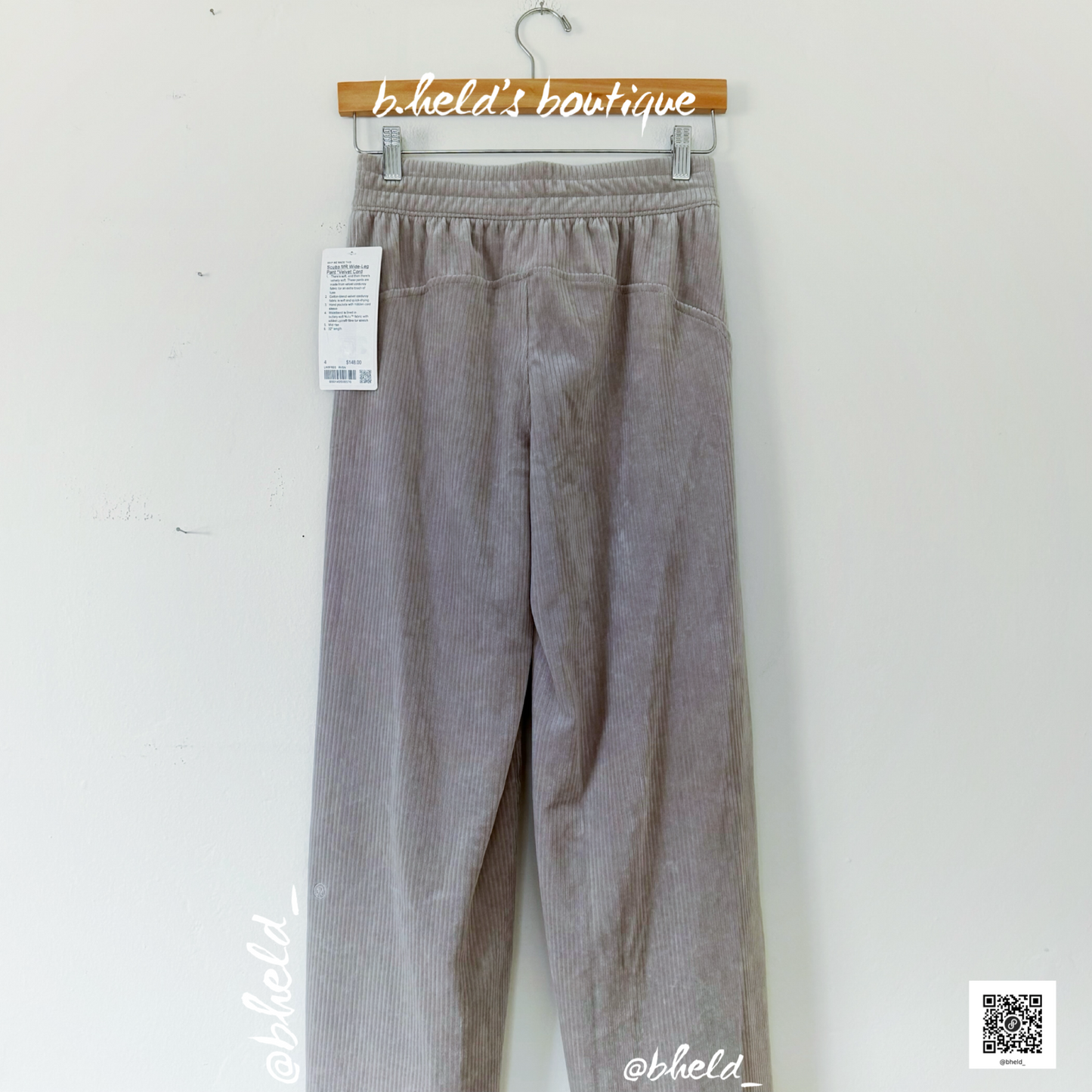 lululemon Scuba Mid-Rise Wide-Leg Pant *Velvet Cord in Riverstone, Size 4