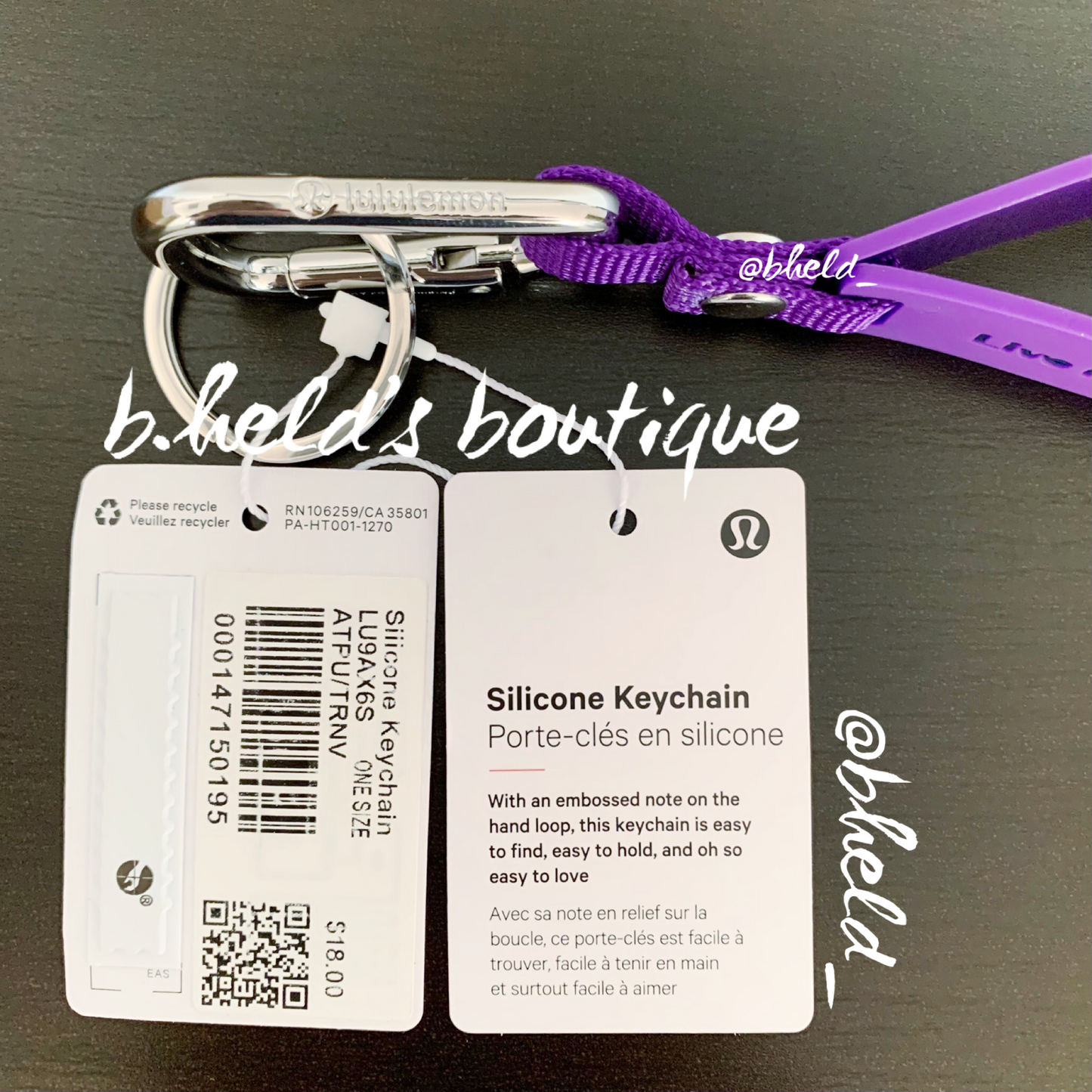 lululemon Silicone Keychain in Atomic Purple/True Navy, One Size
