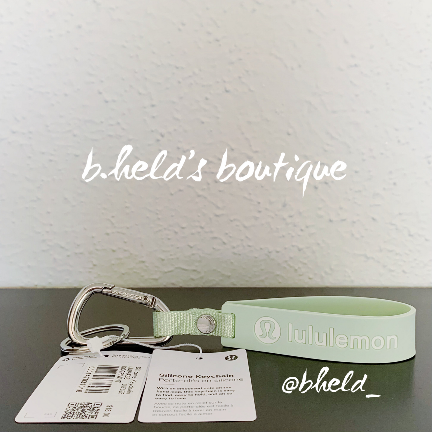lululemon Silicone Keychain in Kohlrabi Green/White, One Size