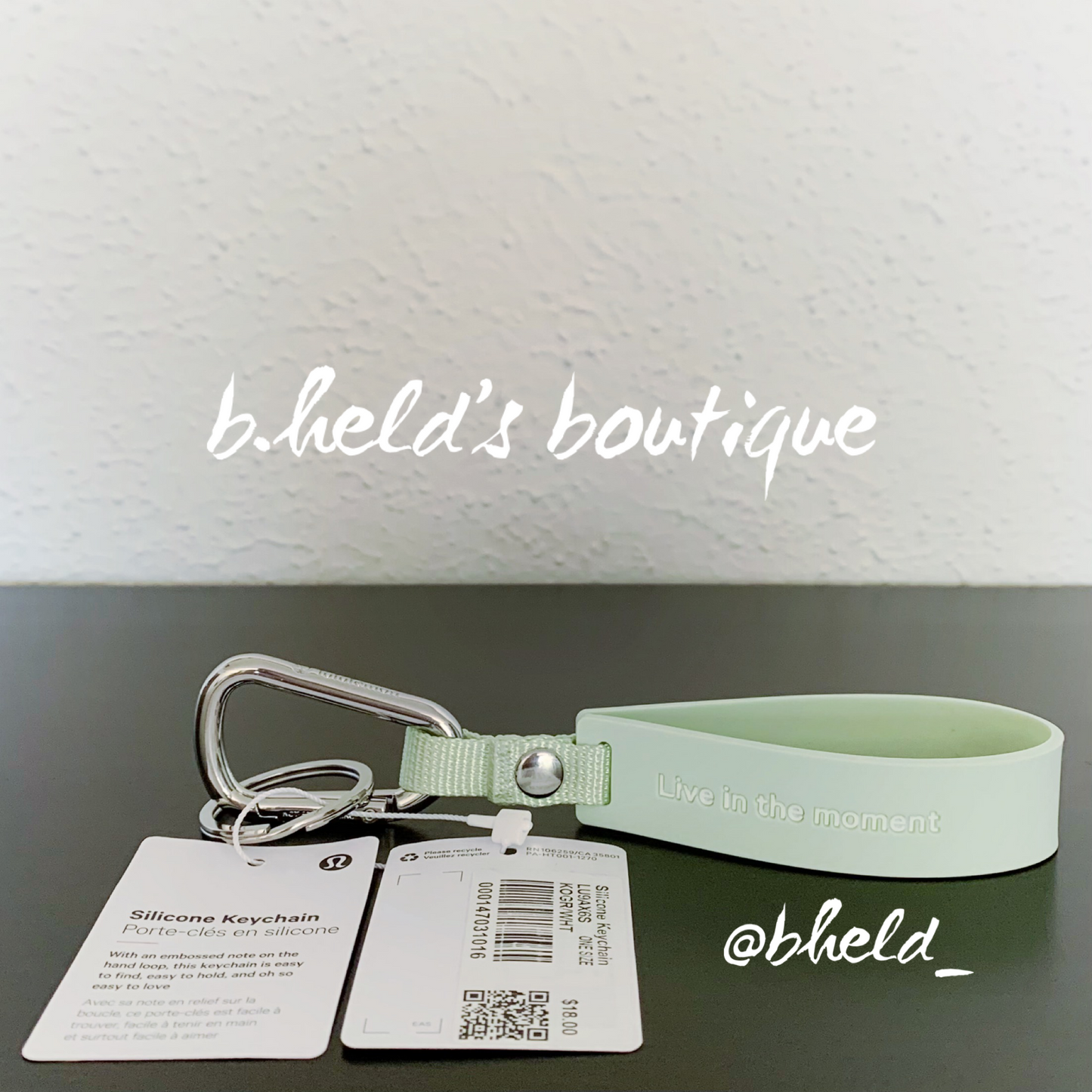 lululemon Silicone Keychain in Kohlrabi Green/White, One Size