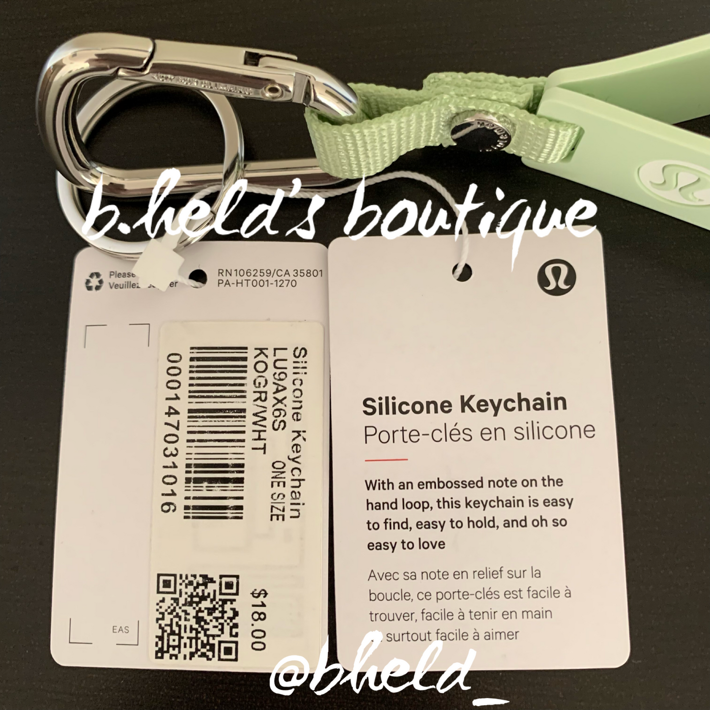 lululemon Silicone Keychain in Kohlrabi Green/White, One Size