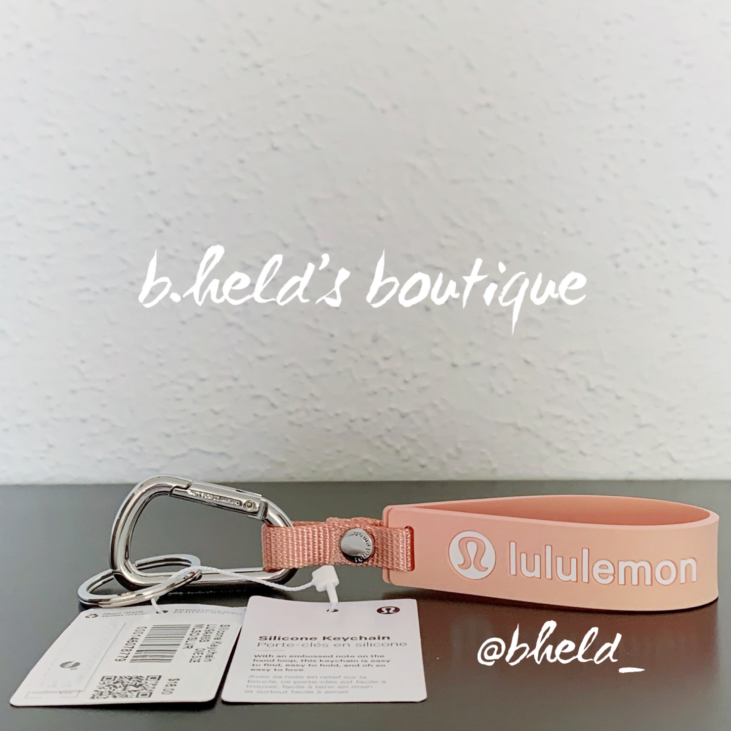 lululemon Silicone Keychain in Melon Sorbet/Silver, One Size