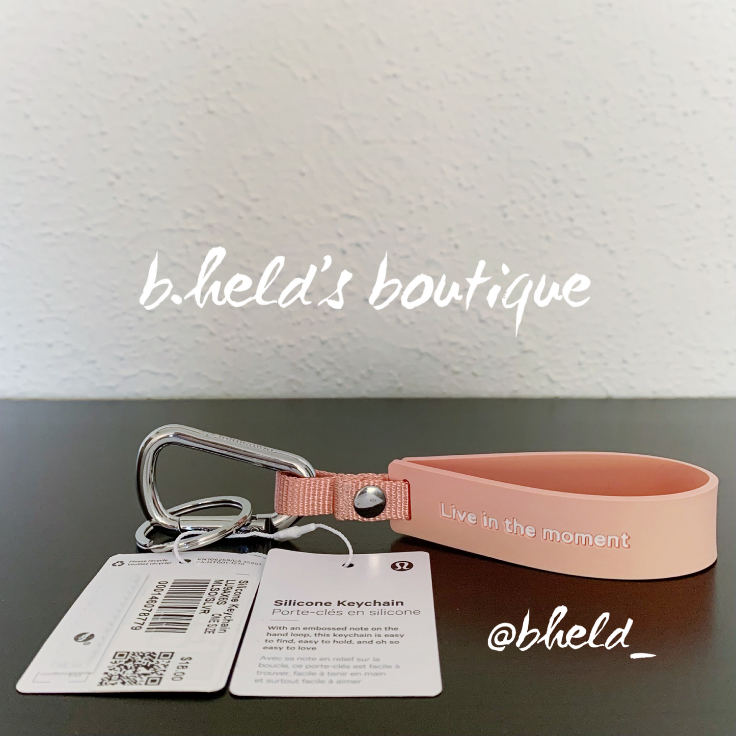 lululemon Silicone Keychain in Melon Sorbet/Silver, One Size
