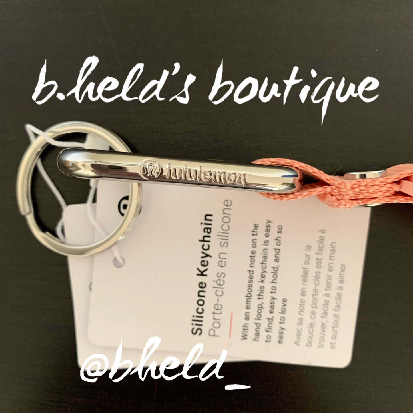 lululemon Silicone Keychain in Melon Sorbet/Silver, One Size