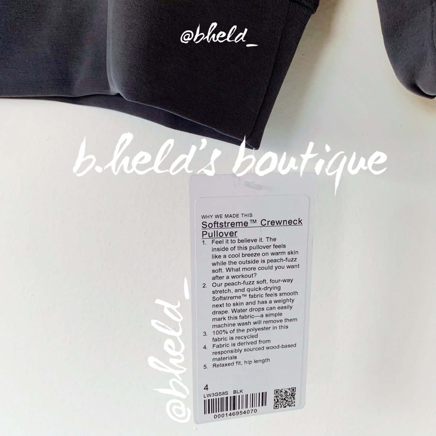 lululemon Softstreme Crewneck Pullover in Black, Size 4