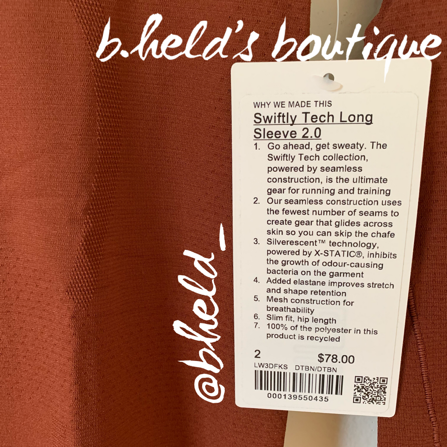 lululemon Swiftly Tech Long Sleeve Shirt 2.0 in Date Brown/Date Brown, Size 2