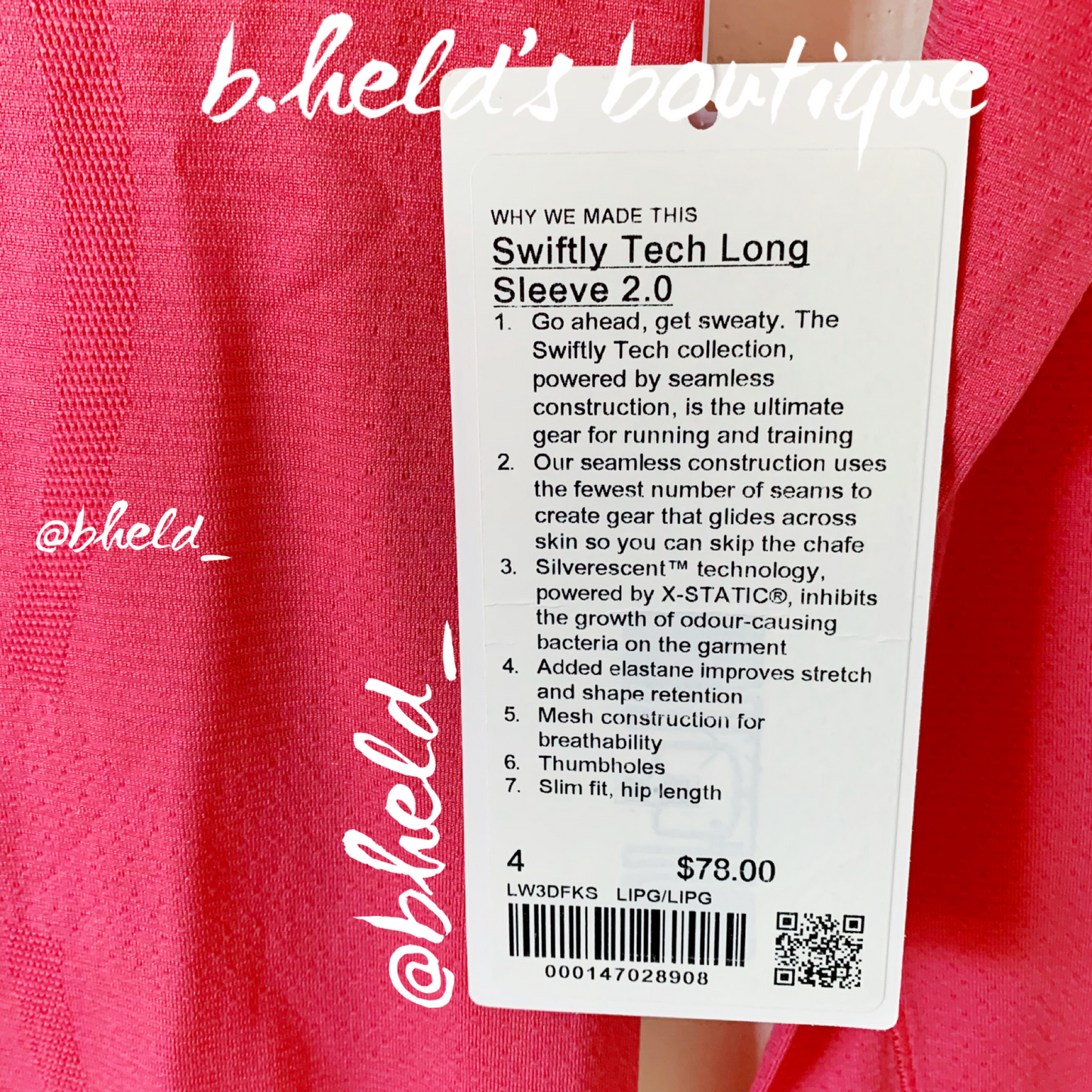 lululemon Swiftly Tech Long Sleeve Shirt 2.0 in Lip Gloss/Lip Gloss, Size 4