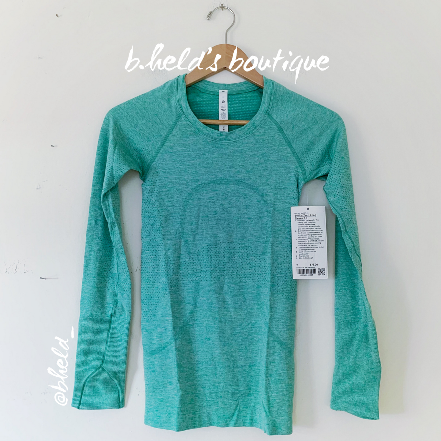 lululemon Swiftly Tech Long Sleeve Shirt 2.0 in Maldives Green/Mint Moment, Size 2