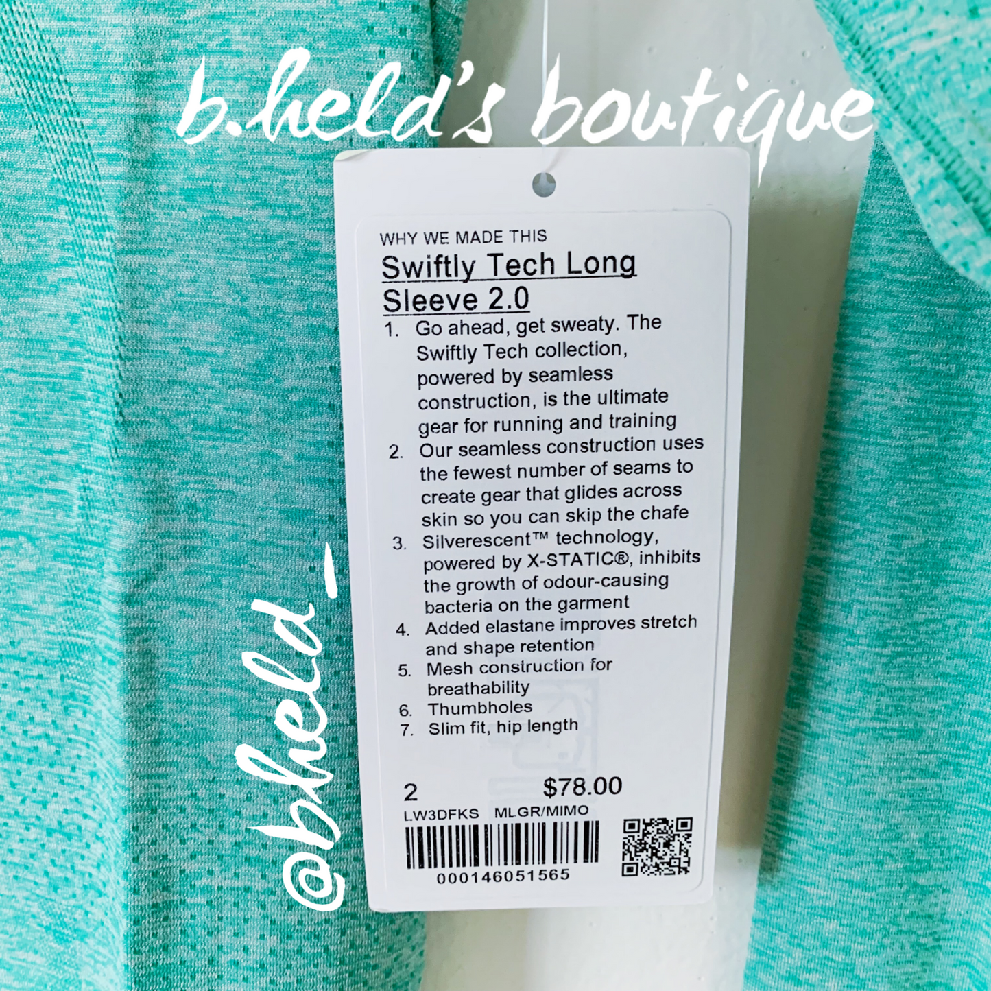 lululemon Swiftly Tech Long Sleeve Shirt 2.0 in Maldives Green/Mint Moment, Size 2