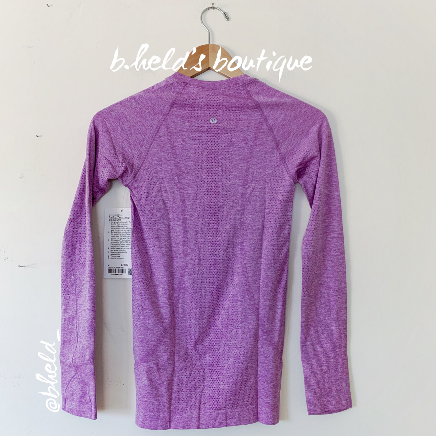 lululemon Swiftly Tech Long Sleeve Shirt 2.0 in Moonlit Magenta/White, Size 2
