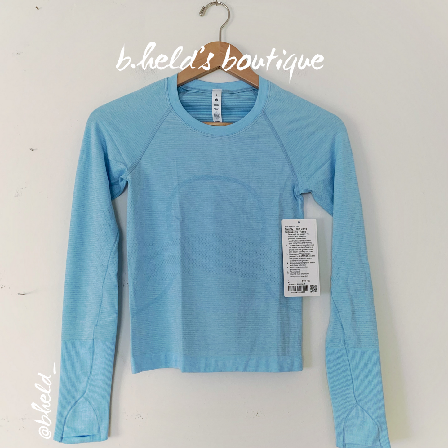 lululemon Swiftly Tech Long Sleeve Shirt 2.0 *Race Length in Blue Chill/White, Size 2