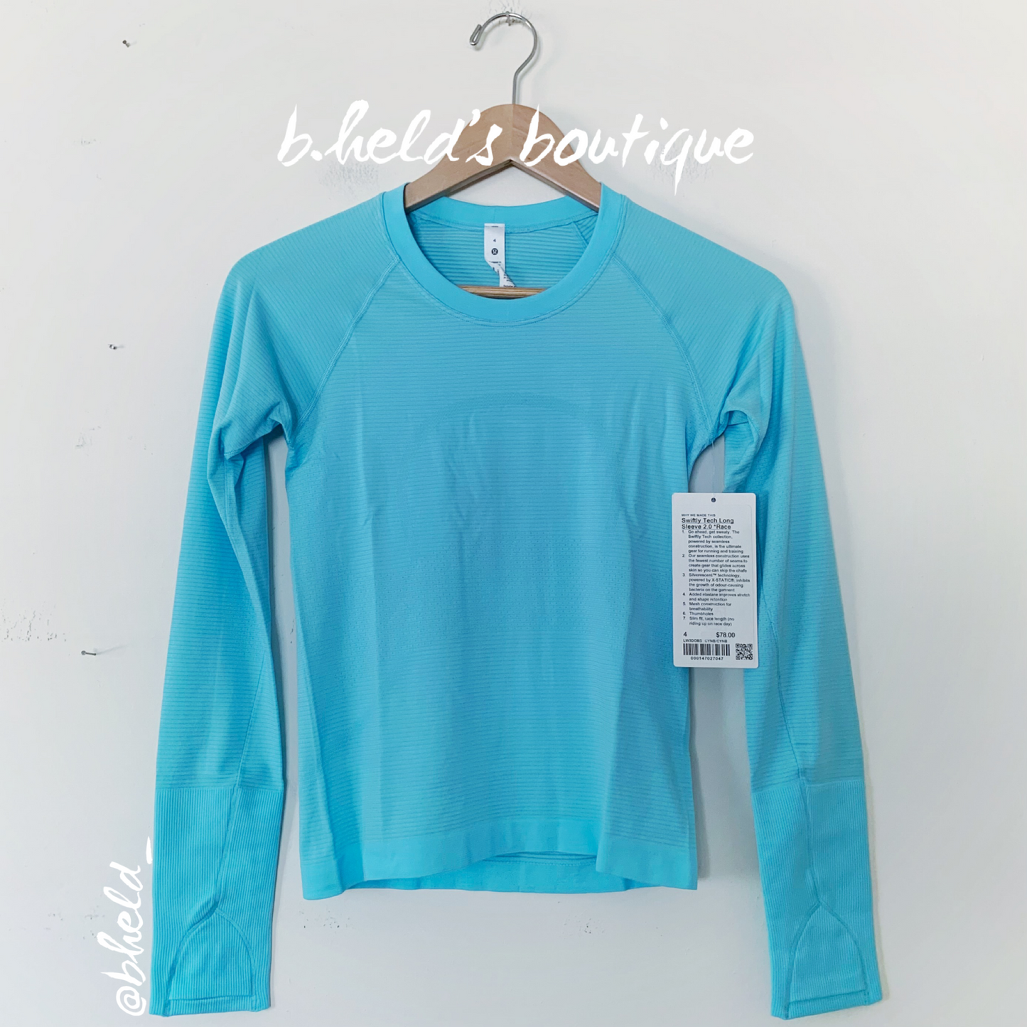 lululemon Swiftly Tech Long Sleeve Shirt 2.0 *Race Length in Cyan Blue/Cyan Blue, Size 4