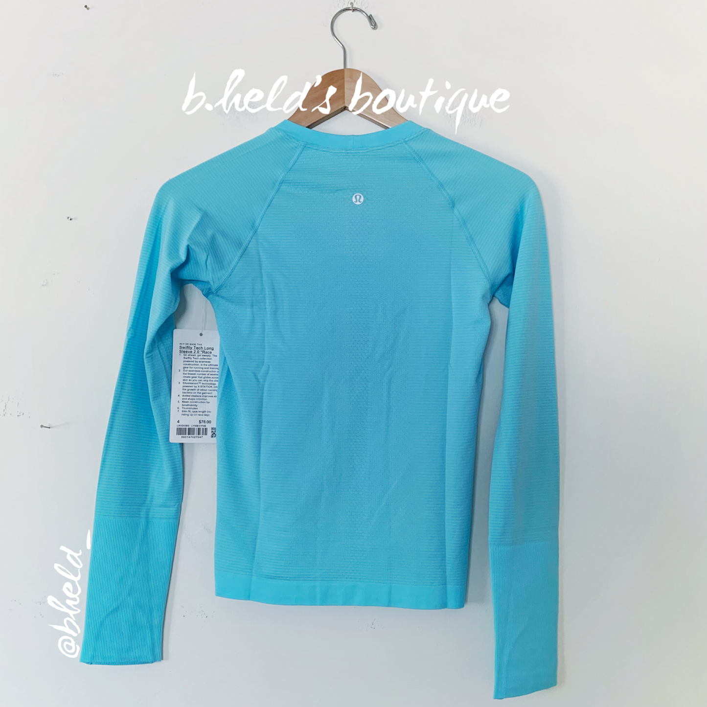 lululemon Swiftly Tech Long Sleeve Shirt 2.0 *Race Length in Cyan Blue/Cyan Blue, Size 4