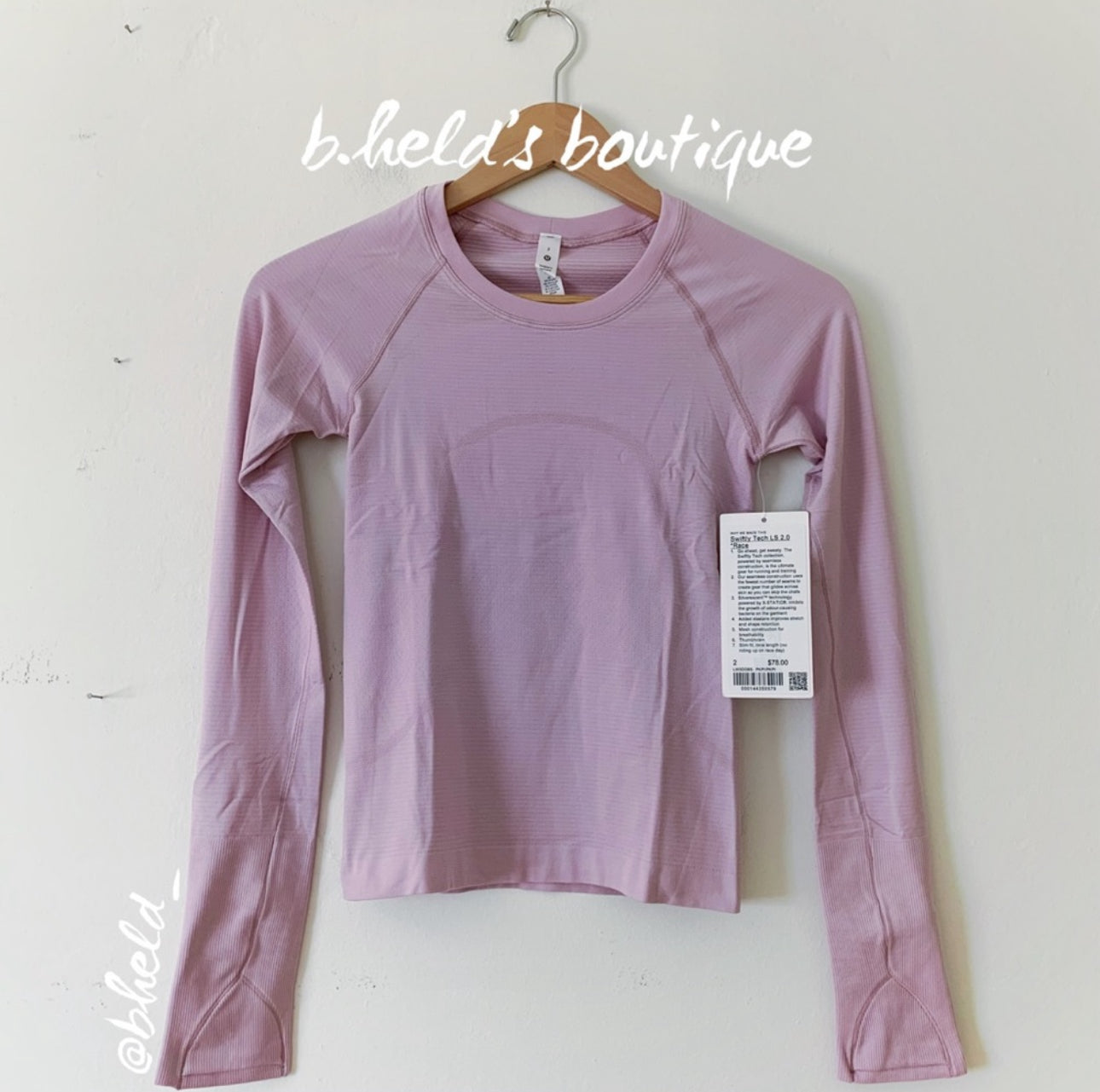 lululemon Swiftly Tech Long Sleeve Shirt 2.0 *Race Length in Pink Peony/Pink Peony, Size 2