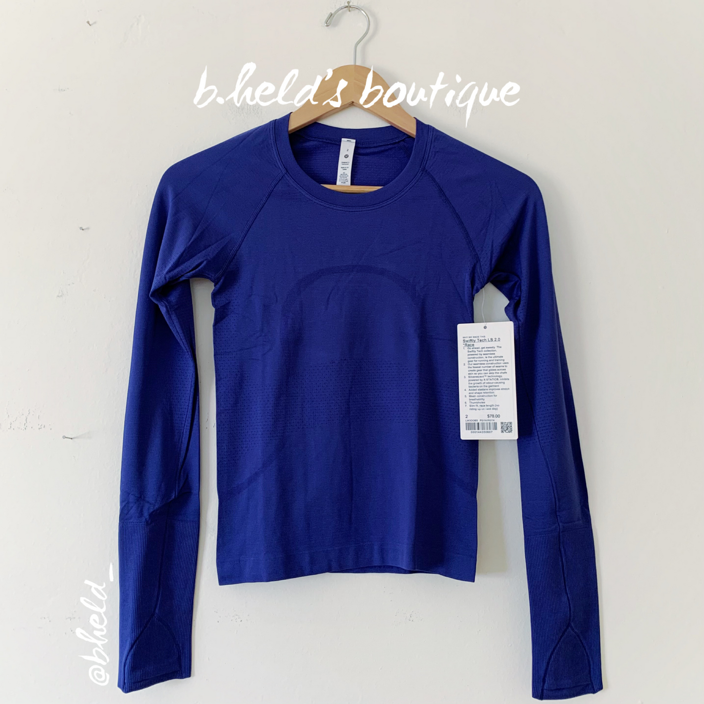 lululemon Swiftly Tech Long Sleeve Shirt 2.0 *Race Length in Psychic/Psychic, Size 2