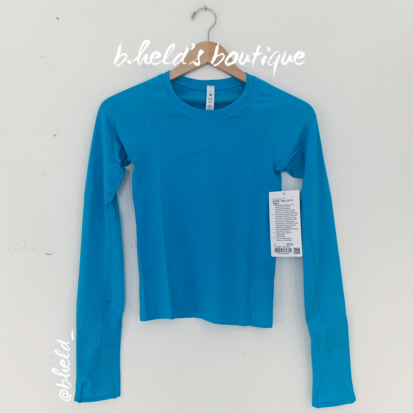 lululemon Swiftly Tech Long Sleeve Shirt 2.0 *Race Length in Turquoise Tide/Turquoise Tide, Size 2