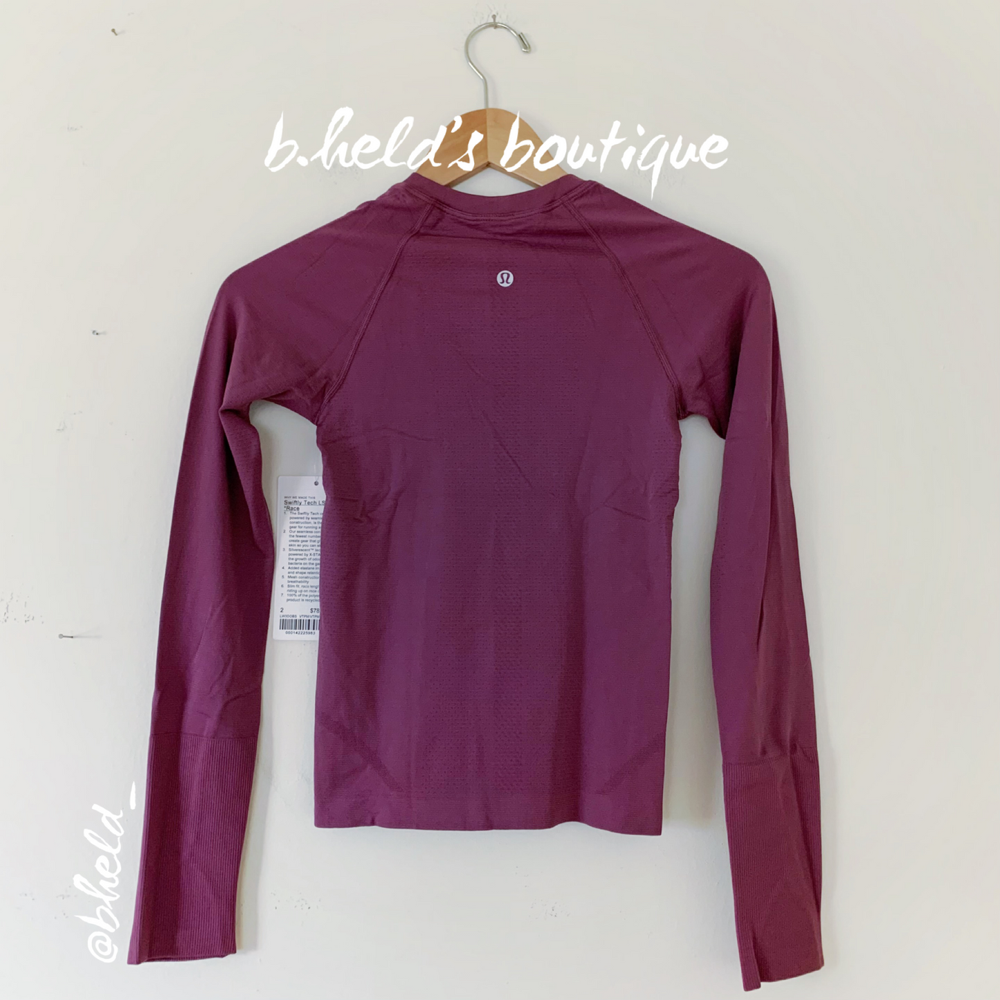 lululemon Swiftly Tech Long Sleeve Shirt 2.0 *Race Length in Vintage Plum/Vintage Plum, Size 2