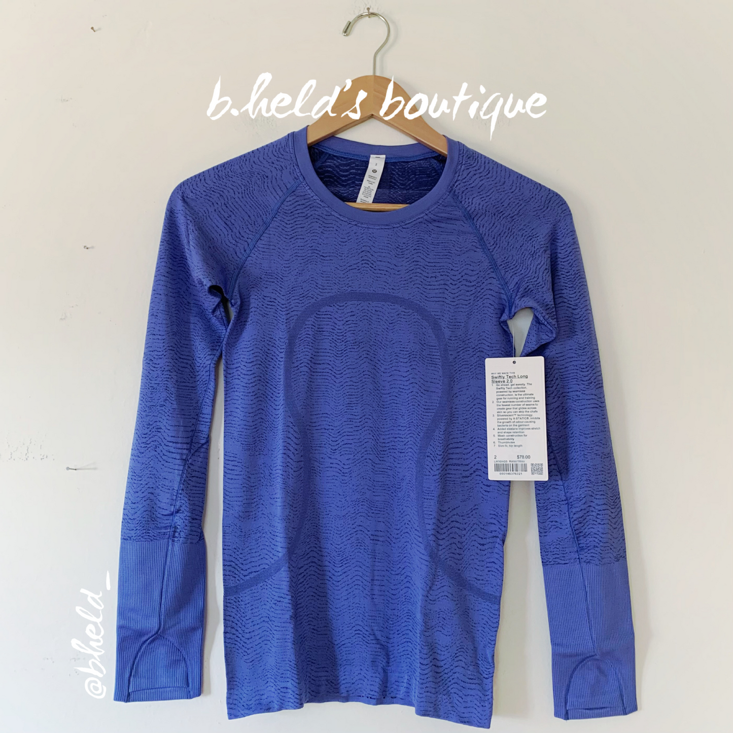 lululemon Swiftly Tech Long Sleeve Shirt 2.0 in Ripple Wave Wild Indigo/True Navy, Size 2