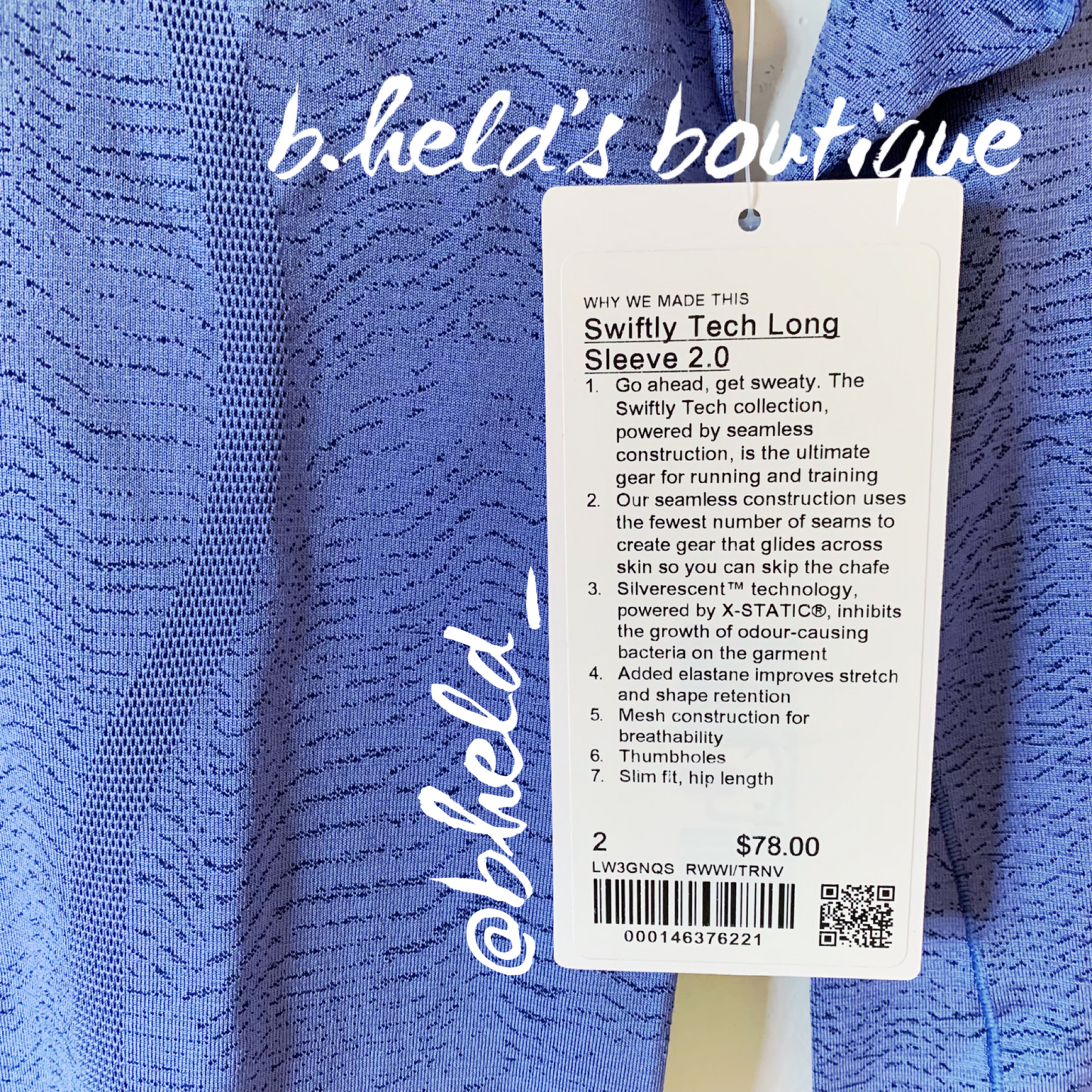 lululemon Swiftly Tech Long Sleeve Shirt 2.0 in Ripple Wave Wild Indigo/True Navy, Size 2