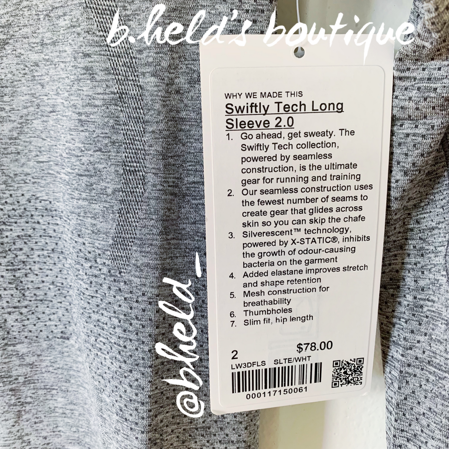 lululemon Swiftly Tech Long Sleeve Shirt 2.0 in Slate/White, Size 2