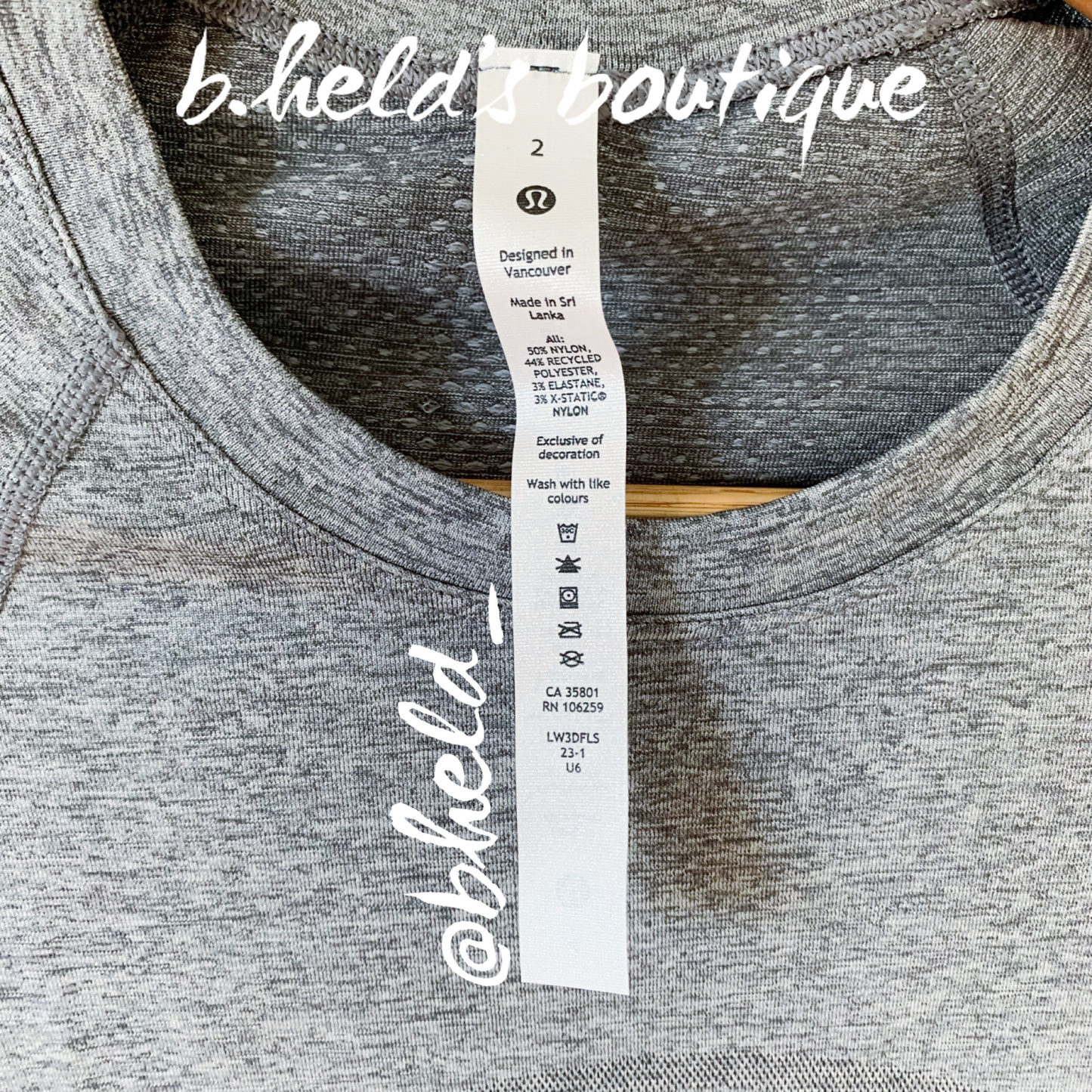 lululemon Swiftly Tech Long Sleeve Shirt 2.0 in Slate/White, Size 2