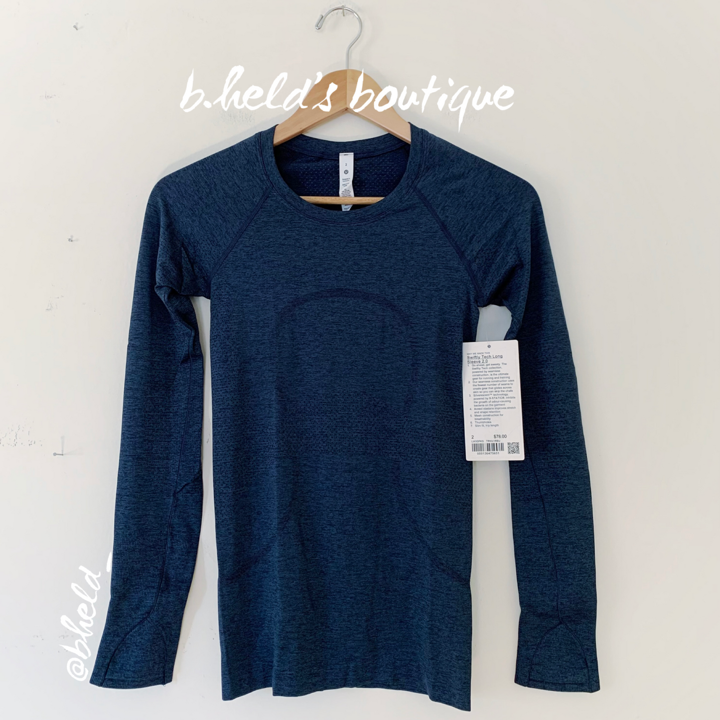 lululemon Swiftly Tech Long Sleeve Shirt 2.0 in True Navy/Iron Blue, Size 2