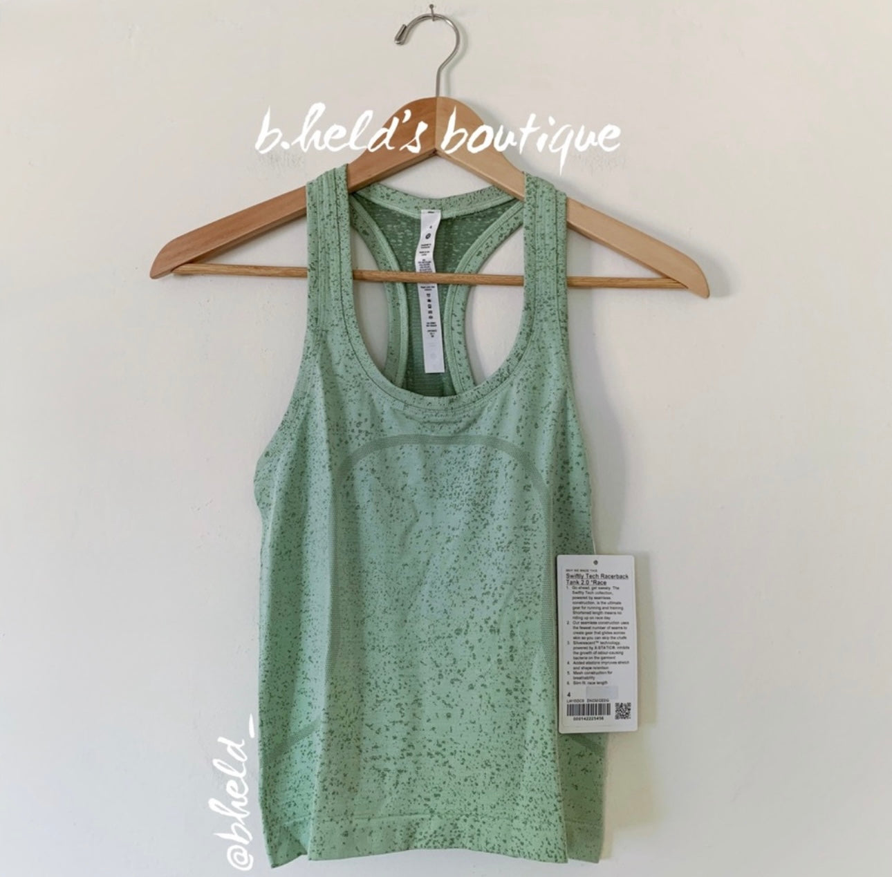 lululemon Swiftly Tech Racerback Tank Top 2.0 *Race Length in Distorted Noise Creamy Mint/Cedar Green, Size 4