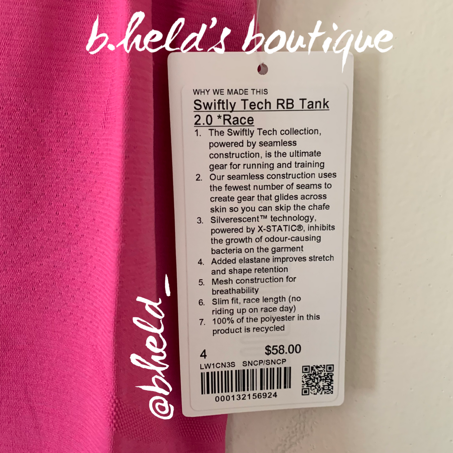 lululemon Swiftly Tech Racerback Tank Top 2.0 *Race Length in Sonic Pink/Sonic Pink, Size 4