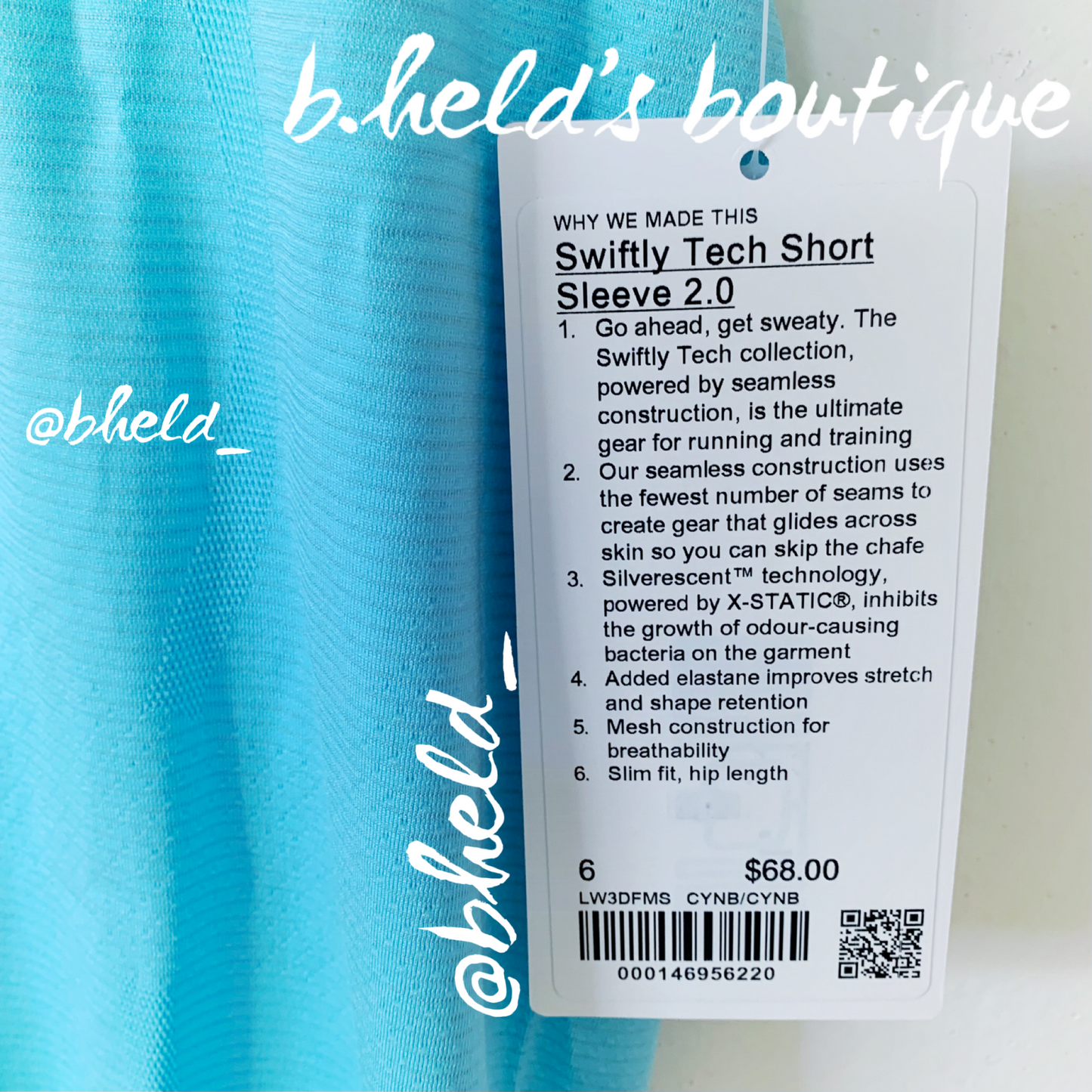 lululemon Swiftly Tech Short Sleeve Shirt 2.0 in Cyan Blue/Cyan Blue, Size 6