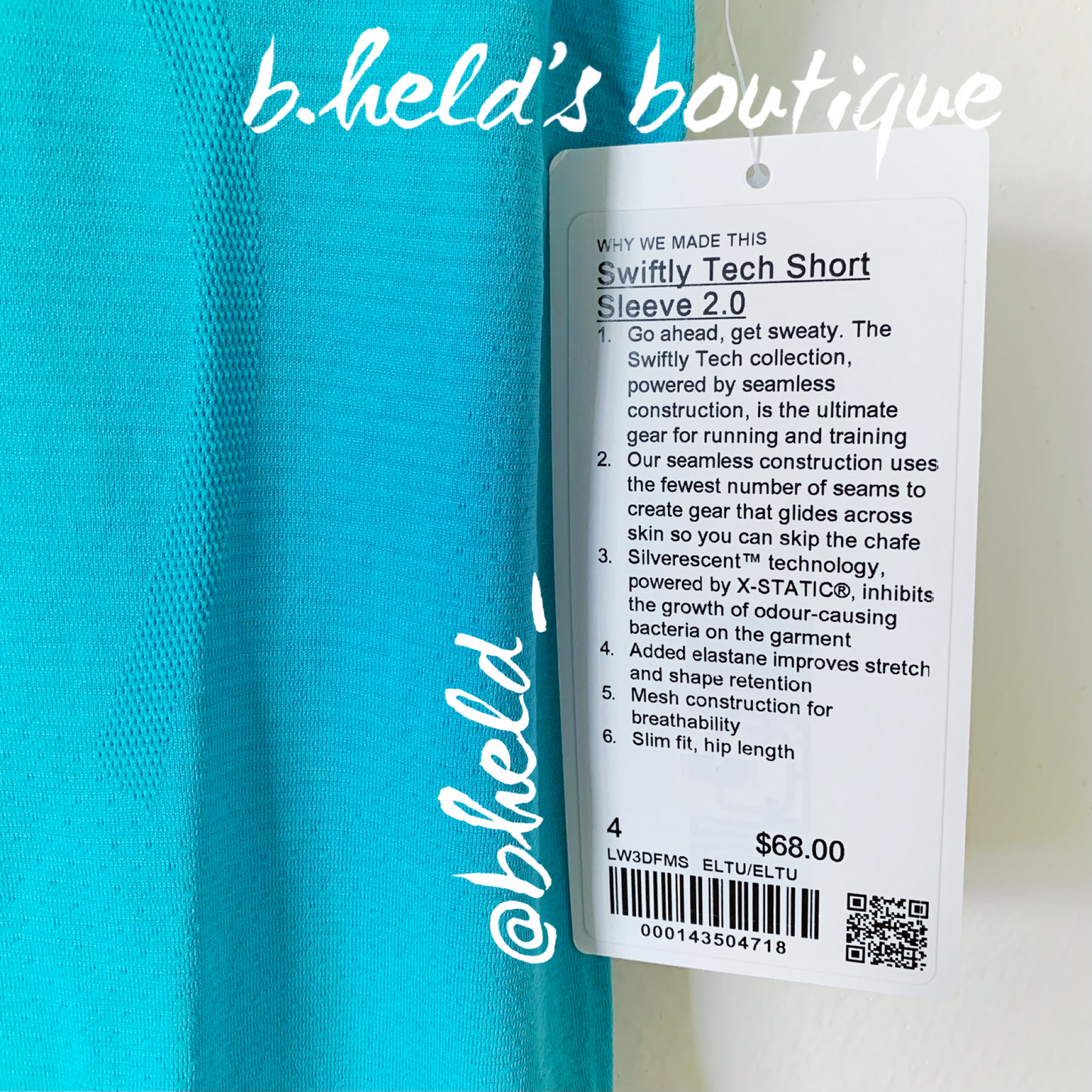lululemon Swiftly Tech Short Sleeve Shirt 2.0 in Electric Turquoise/Electric Turquoise, Size 4